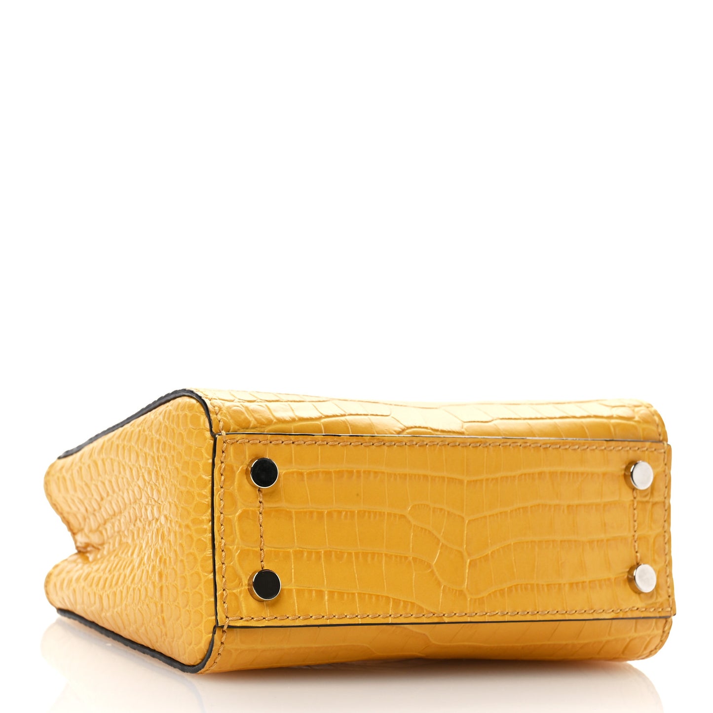 Calfskin Crocodile Embossed Mini Varenne Top Handle Yellow