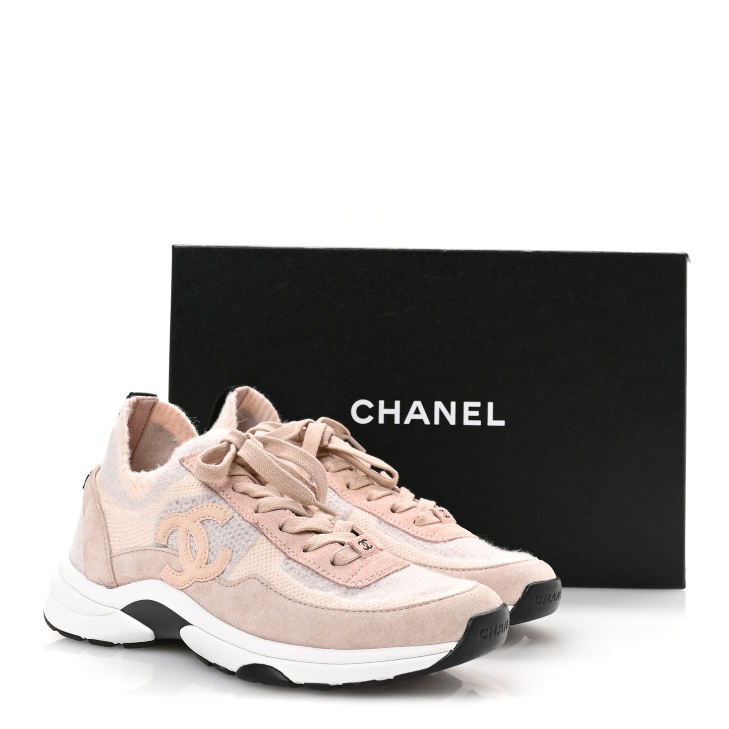 Mesh Suede Fabric Womens CC Sneakers 38 Light Pink