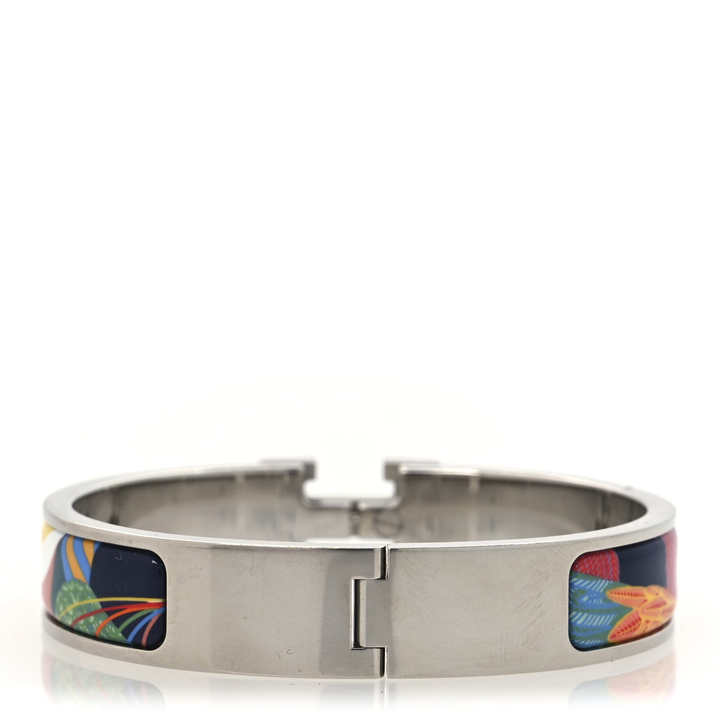 Enamel Narrow Toucans De Paradis Print H Lift Clic Clac H Bracelet PM Indigo Multicolor