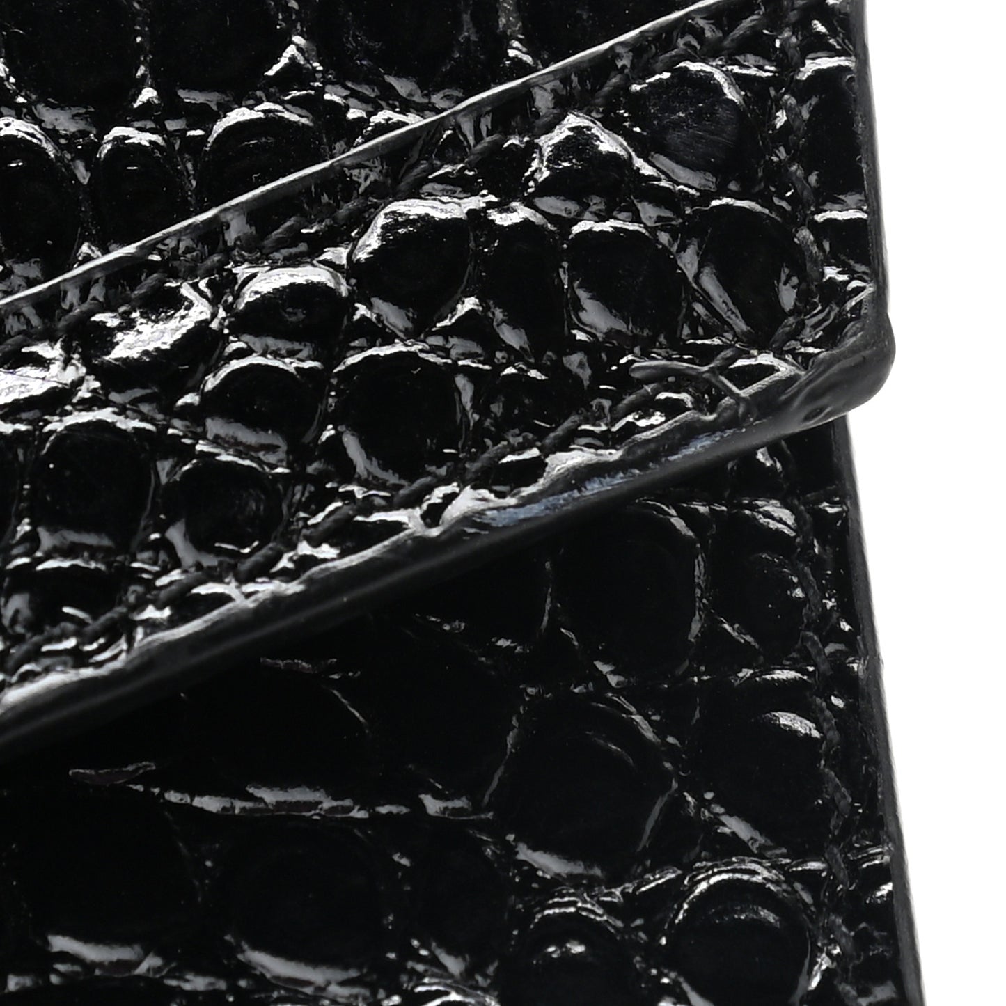 Calfskin Crocodile Embossed Medium Classic Monogram Cassandra Top Handle Black Rouge Legion