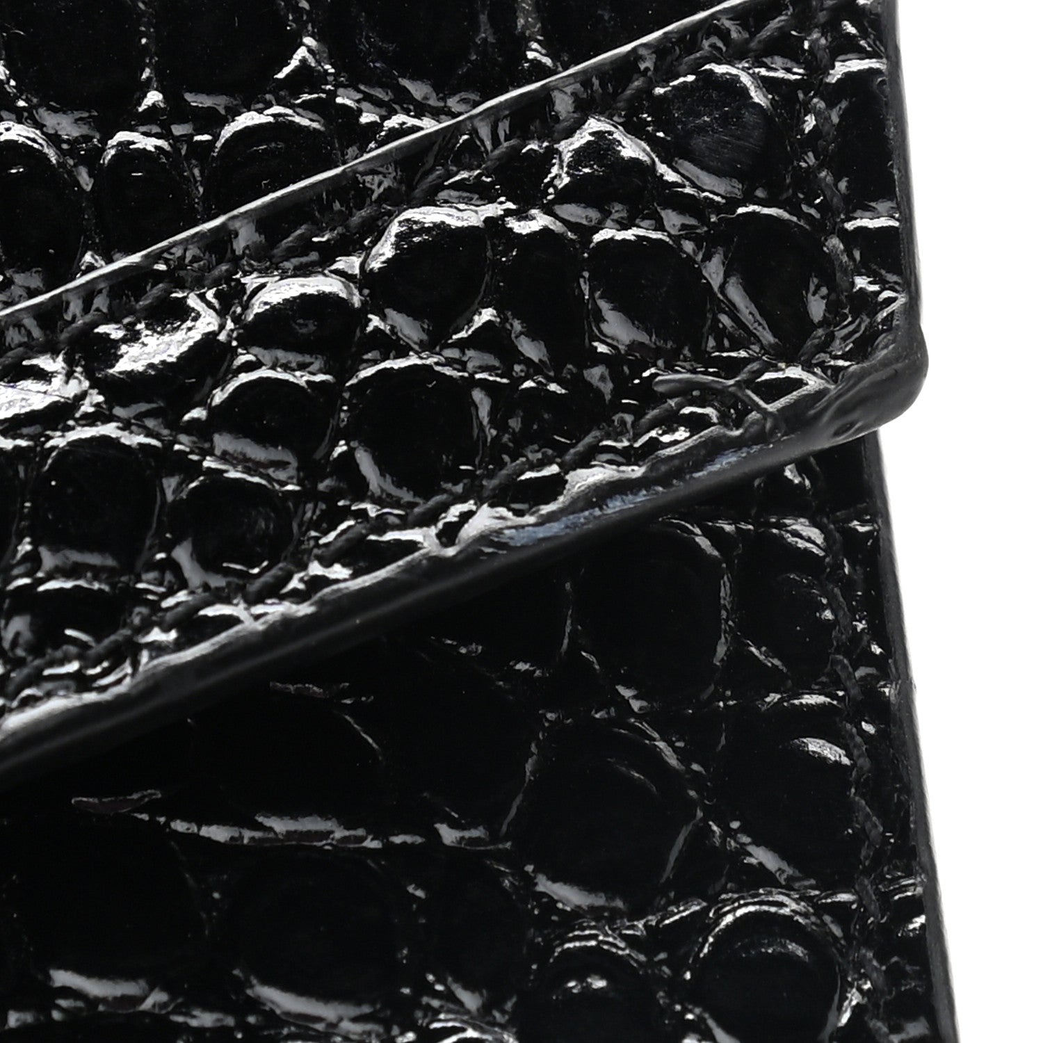 Saint Laurent Calfskin Crocodile Embossed Medium Classic Monogram Cassandra Top Handle Black Rouge Legion 10 of 11