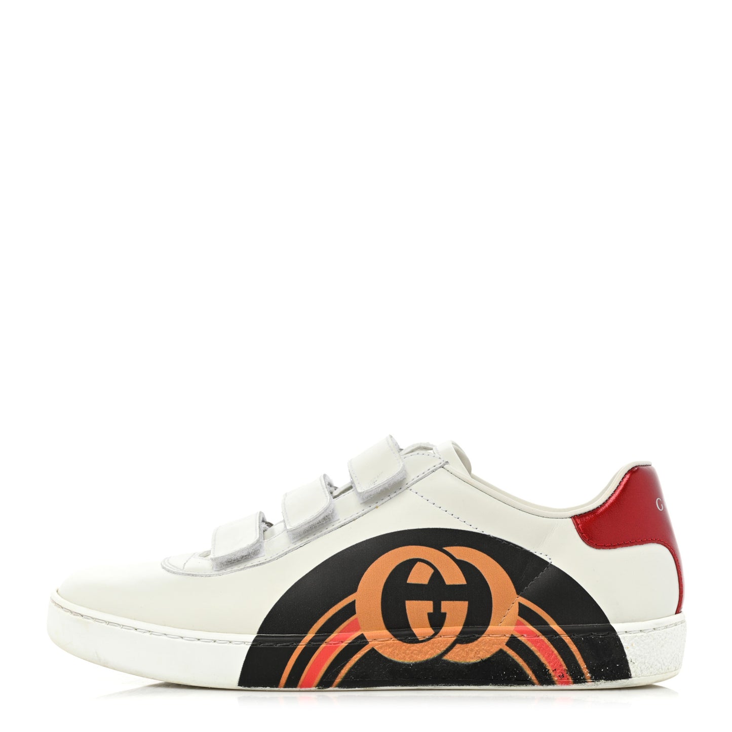 Miro Soft Calfskin Interlocking G Womens New Ace Sneakers 36 White Red Flame Green