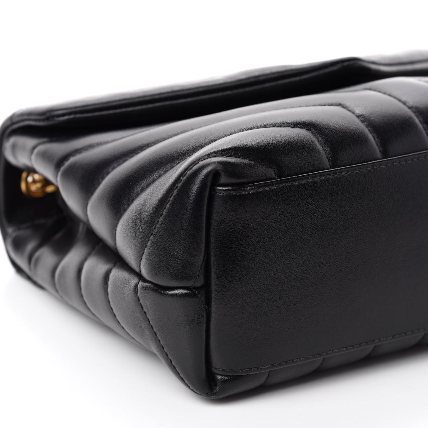 Calfskin Y Quilted Monogram Small Loulou Chain Satchel Black