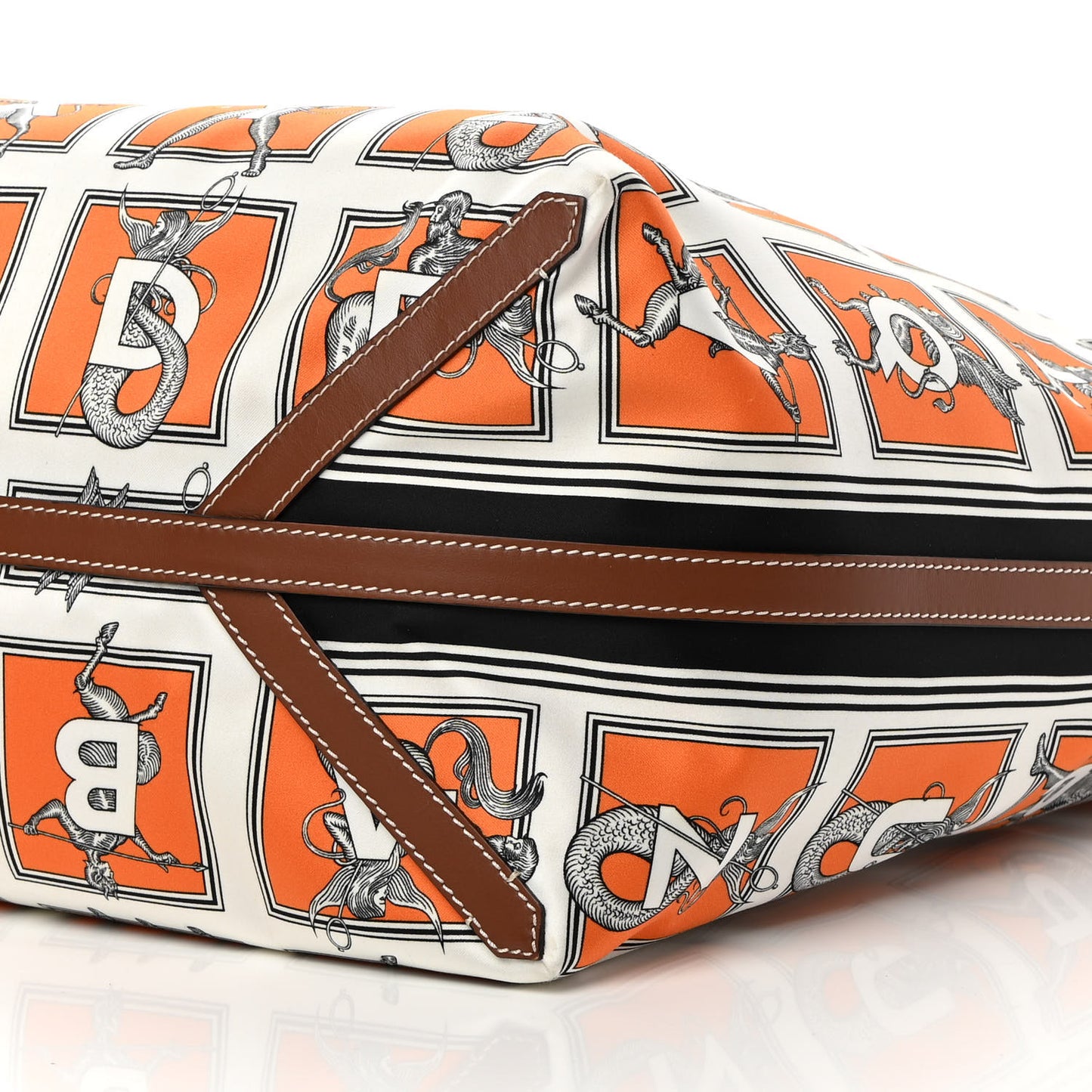 Satin Mythical Alphabet Print Bag Orange White