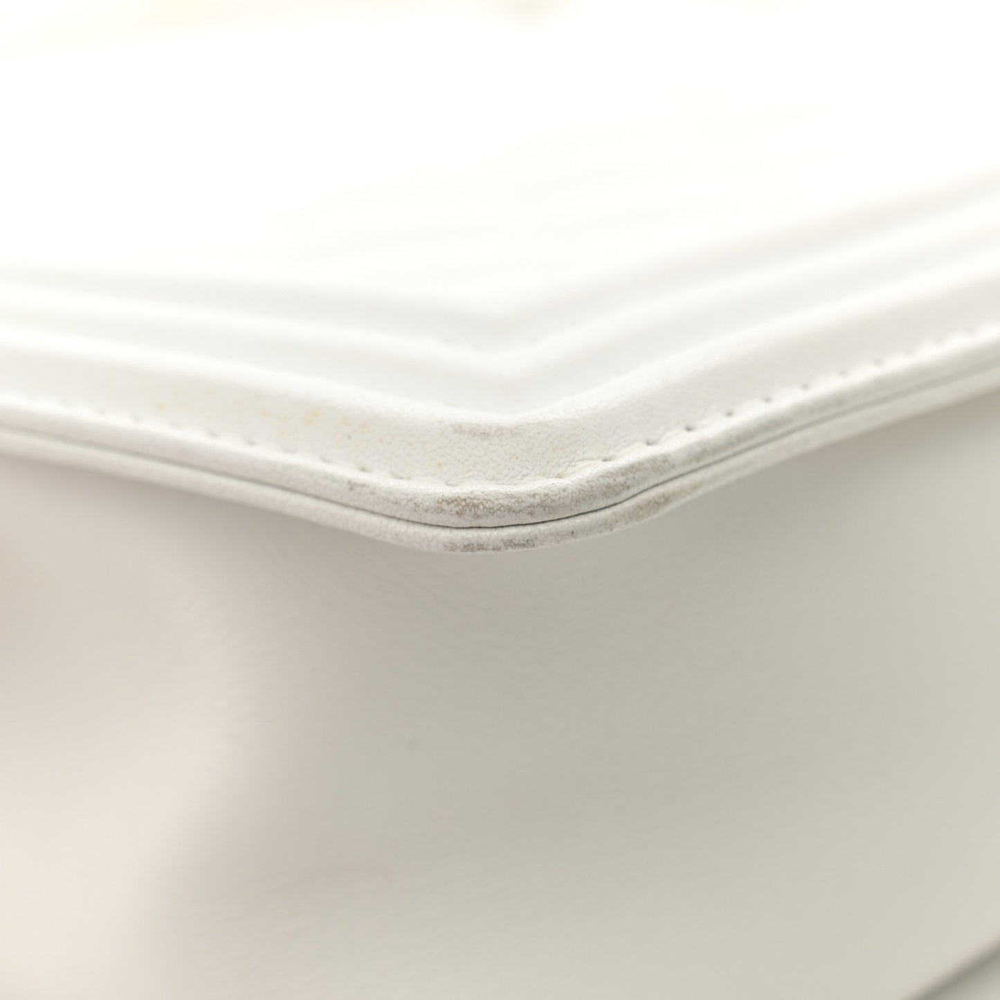 Lambskin Quilted Small Boy Flap White
