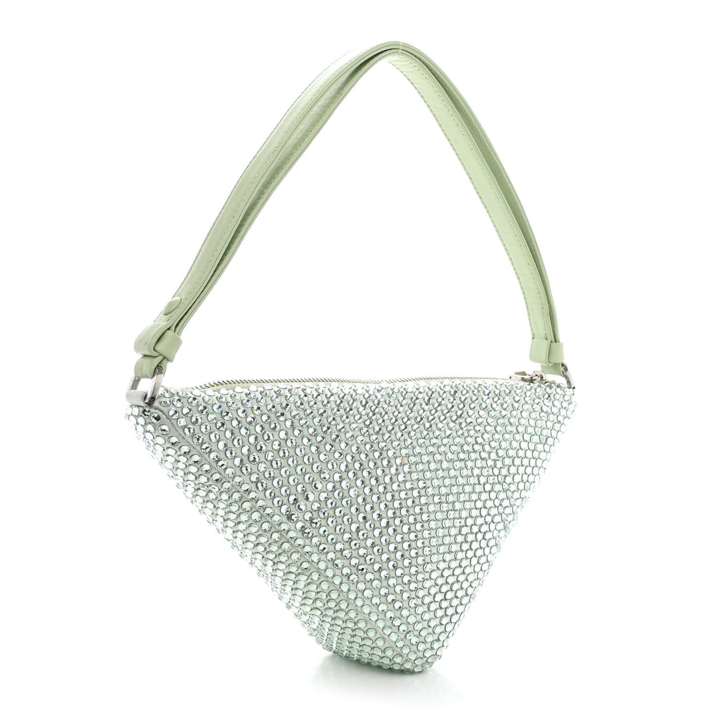 Satin Crystal Triangle Pouch Acqua