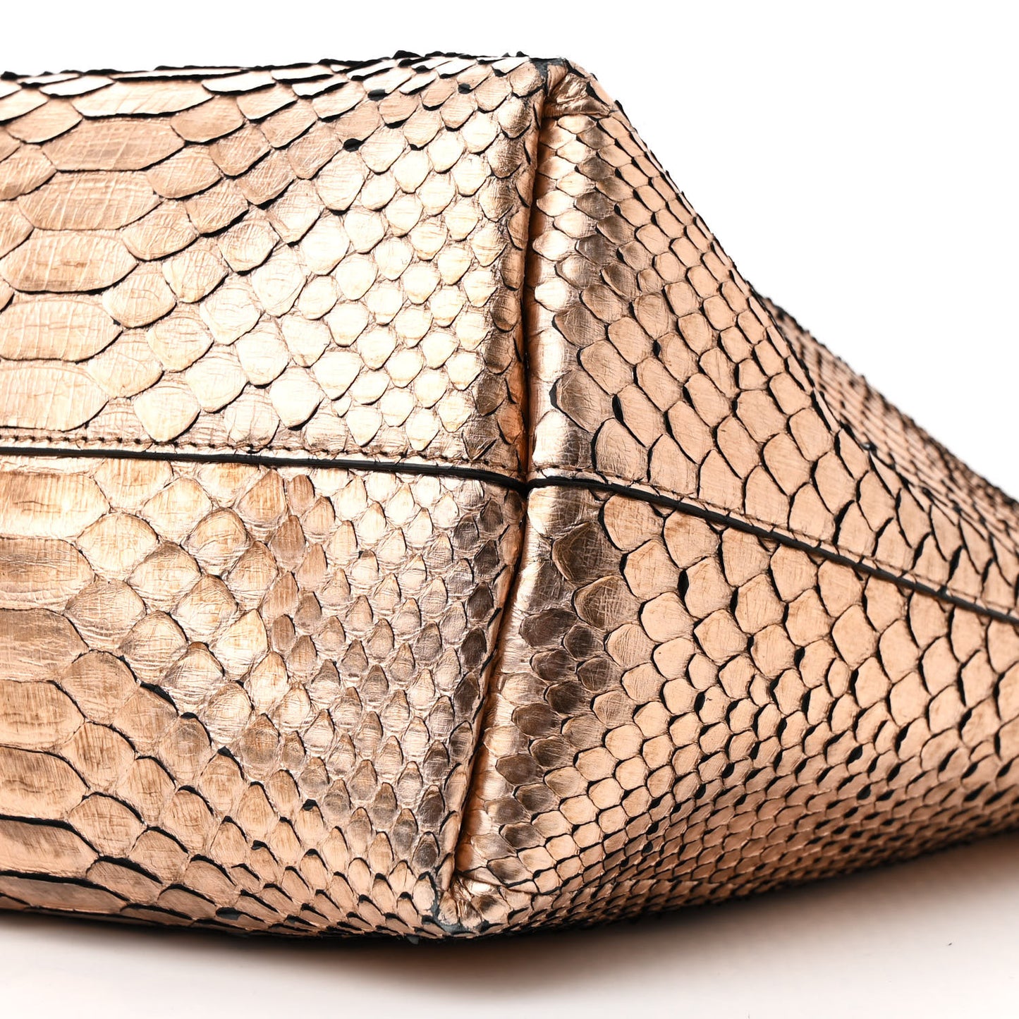 Metallic Snakeskin Small T Tote Gold