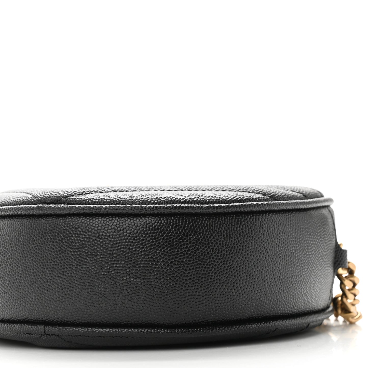 Grain De Poudre Matelasse Chevron Quilted Round Vinyle Camera Bag Black