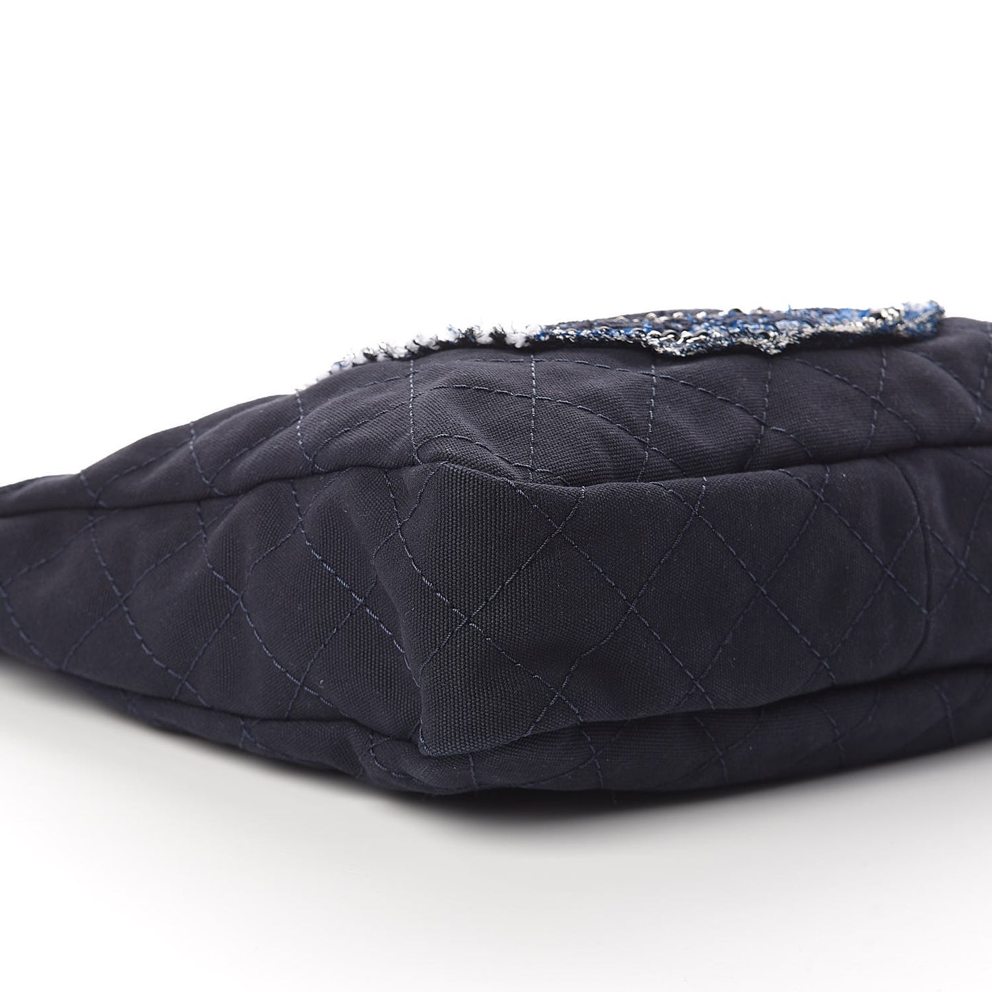 Canvas Quilted La Pausa Large Shopping Tote Navy