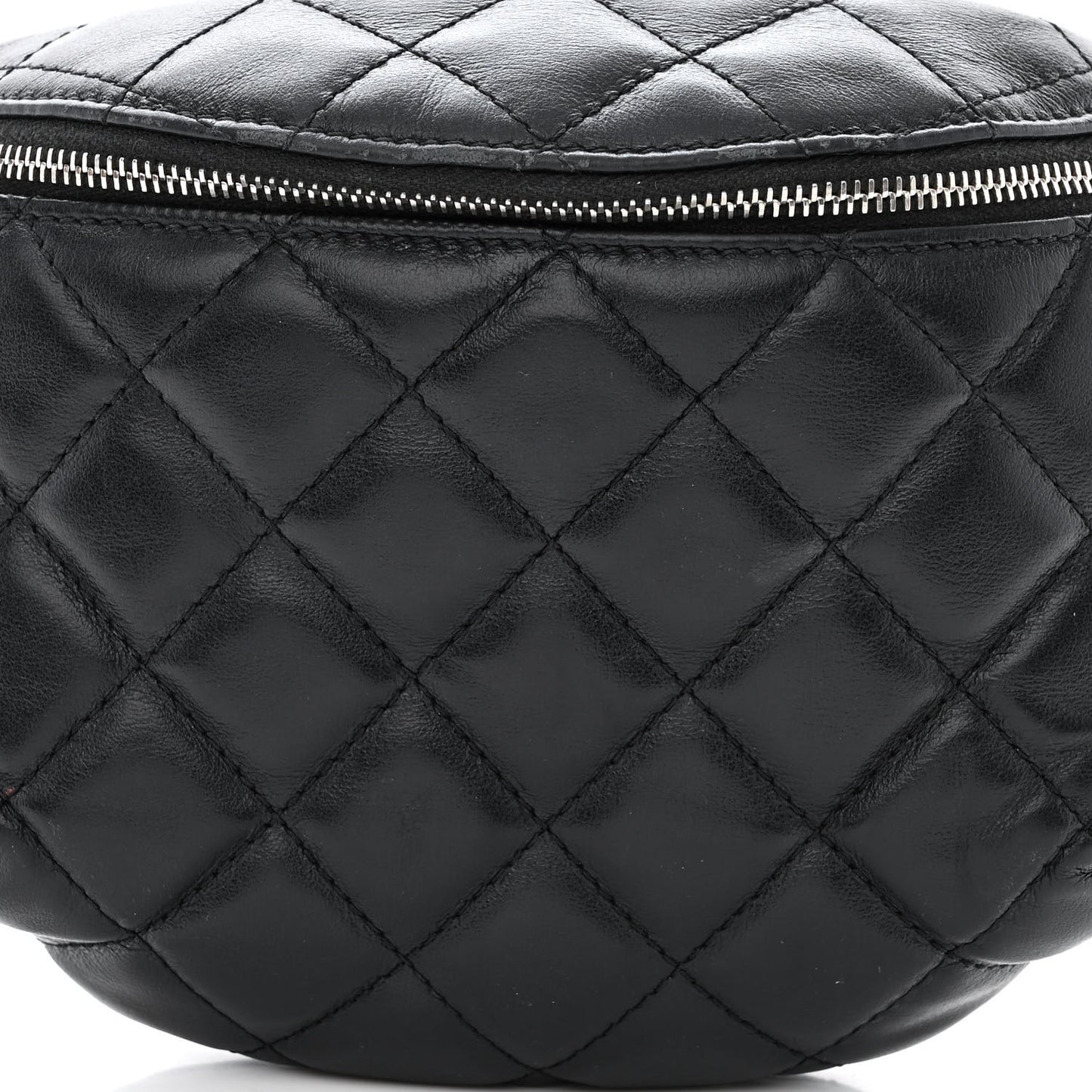 Calfskin Quilted Waist Belt Bag Black
