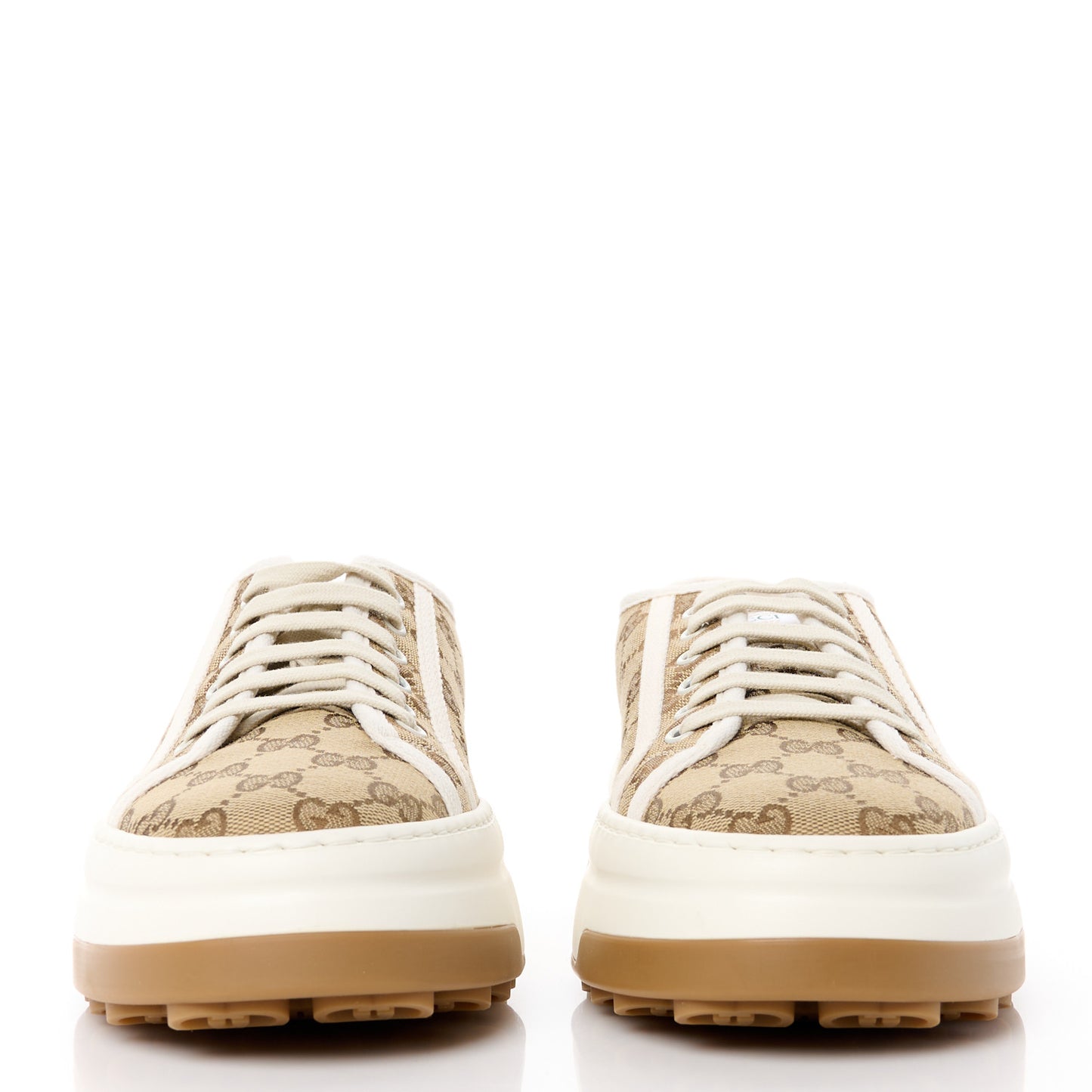 GG Monogram Mens 1977 Tennis Platform 52mm Sneakers 9 Beige Ebony Mystic White