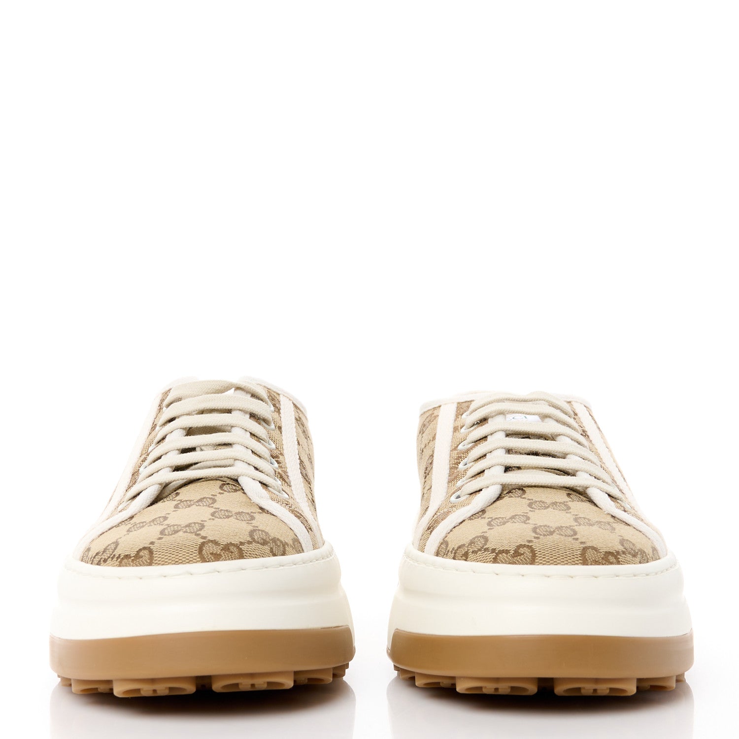 Gucci GG Monogram Mens 1977 Tennis Platform 52mm Sneakers 9 Beige Ebony Mystic White 2 of 8