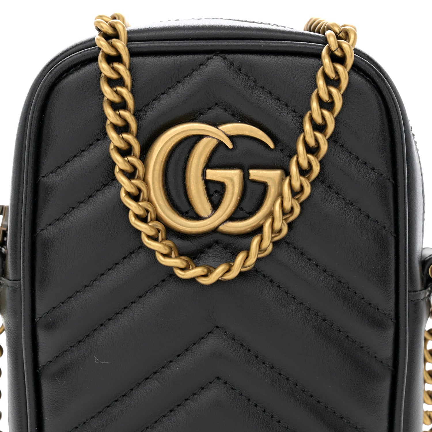 Gucci Calfskin Matelasse Mini GG Marmont Crossbody Bag Black 8 of 11