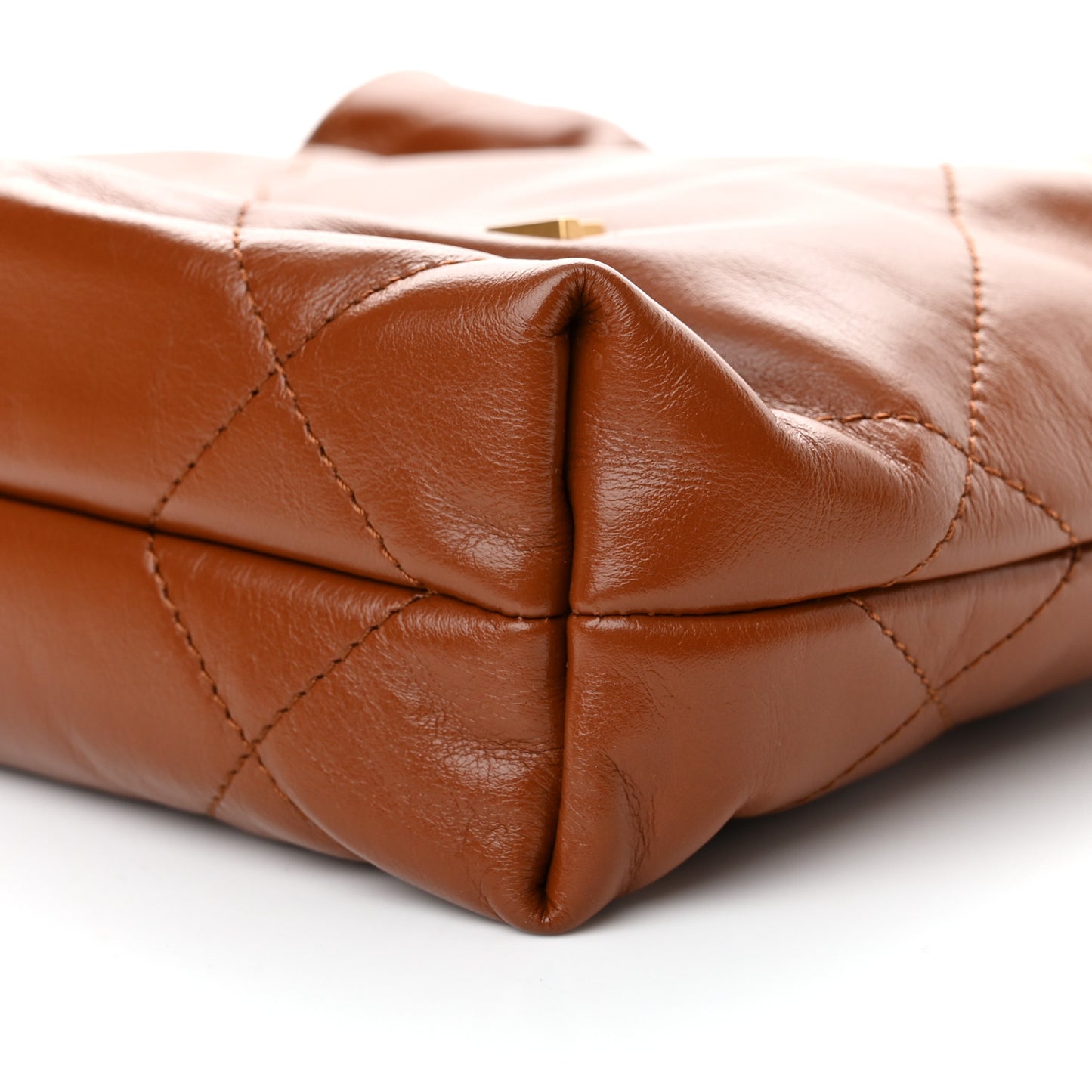 Shiny Calfskin Quilted Mini Chanel 22 Light Brown