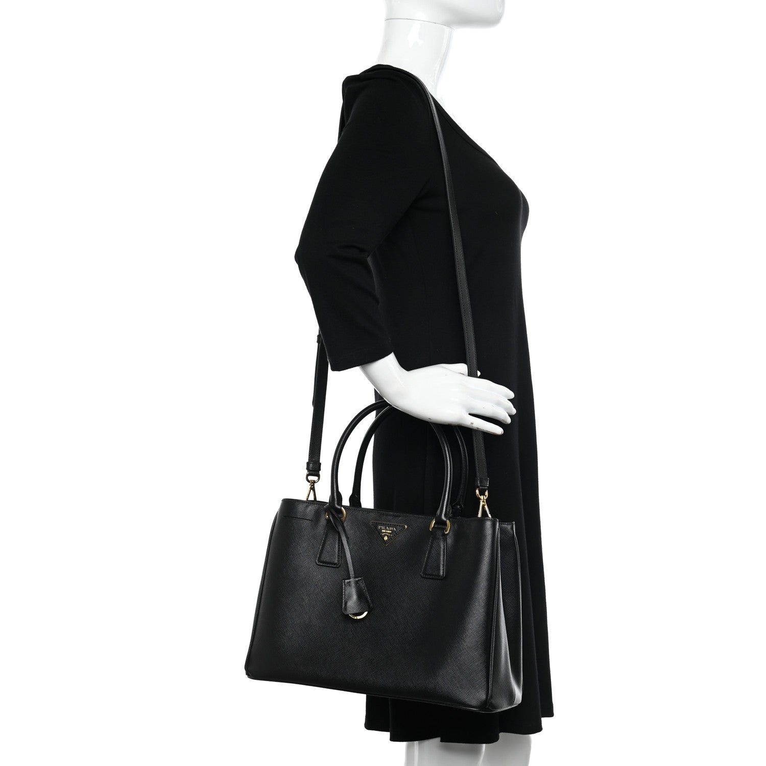 Prada Saffiano Medium Galleria Double Zip Tote Black 2 of 11