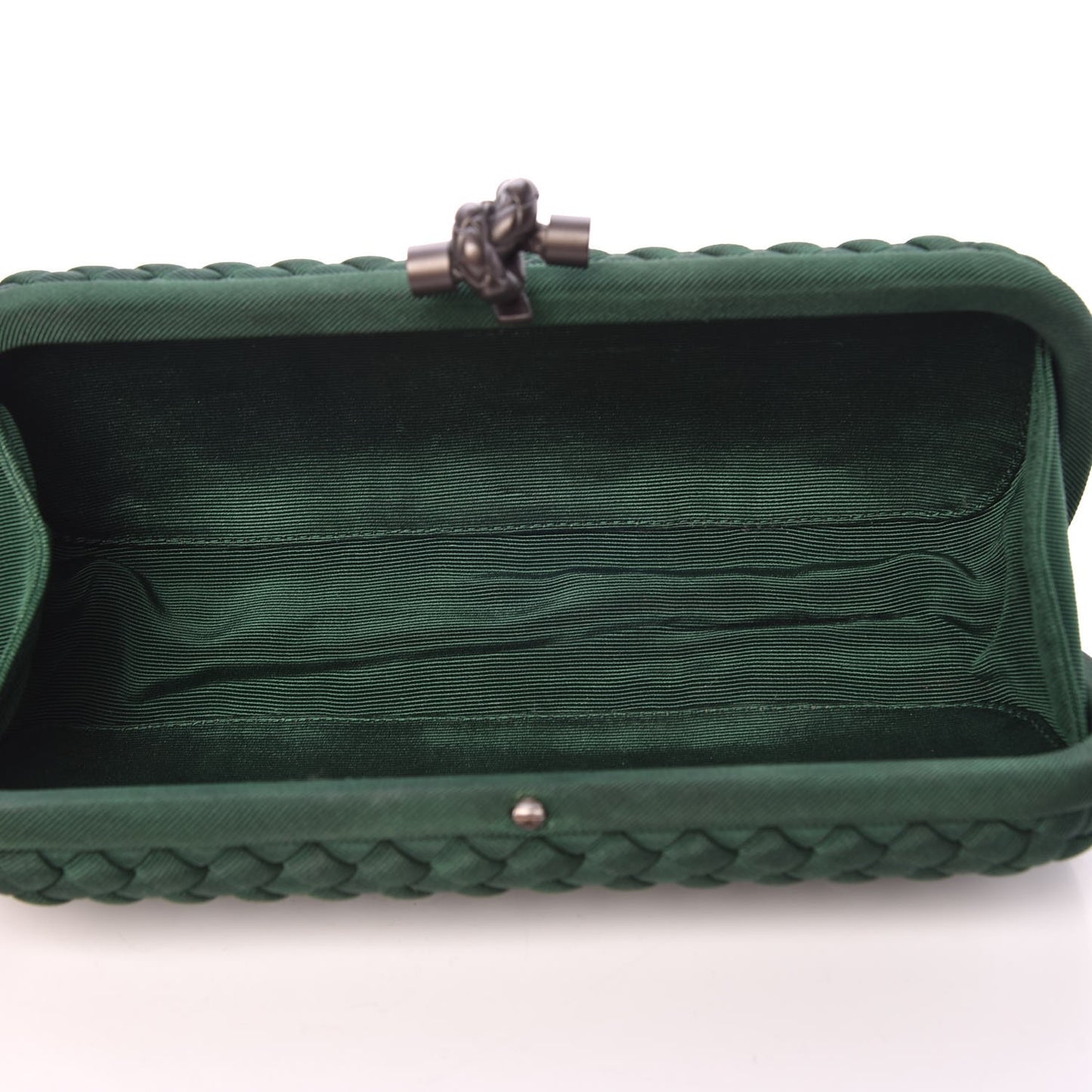 Silk Faille Intrecciato Knot Clutch Green