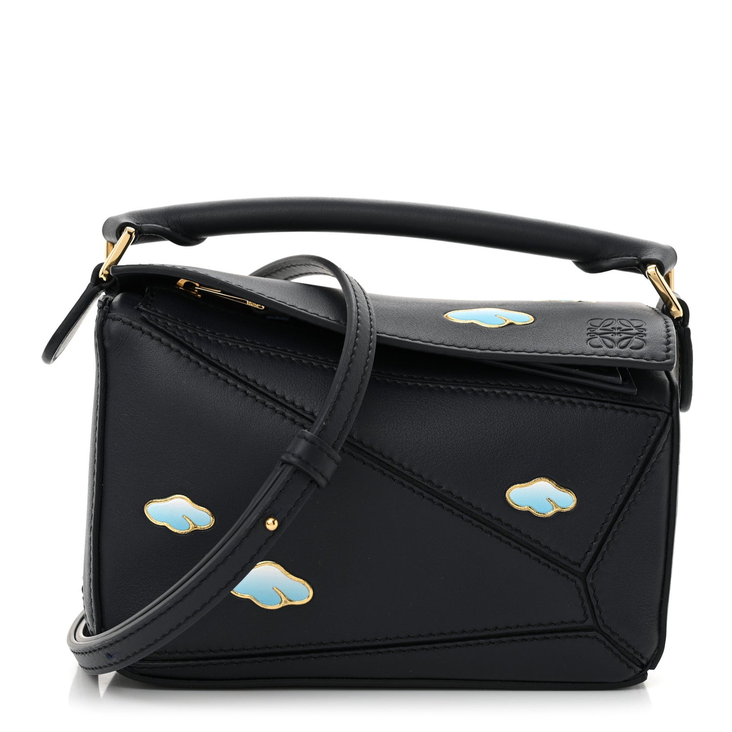 Calfskin New Year Mini Puzzle Bag Dark Ink