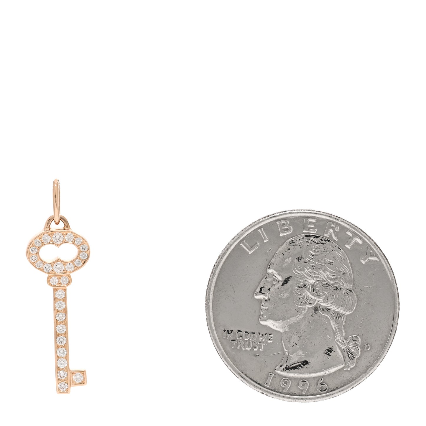 18K Rose Gold Diamond Mini Vintage Oval Key Pendant