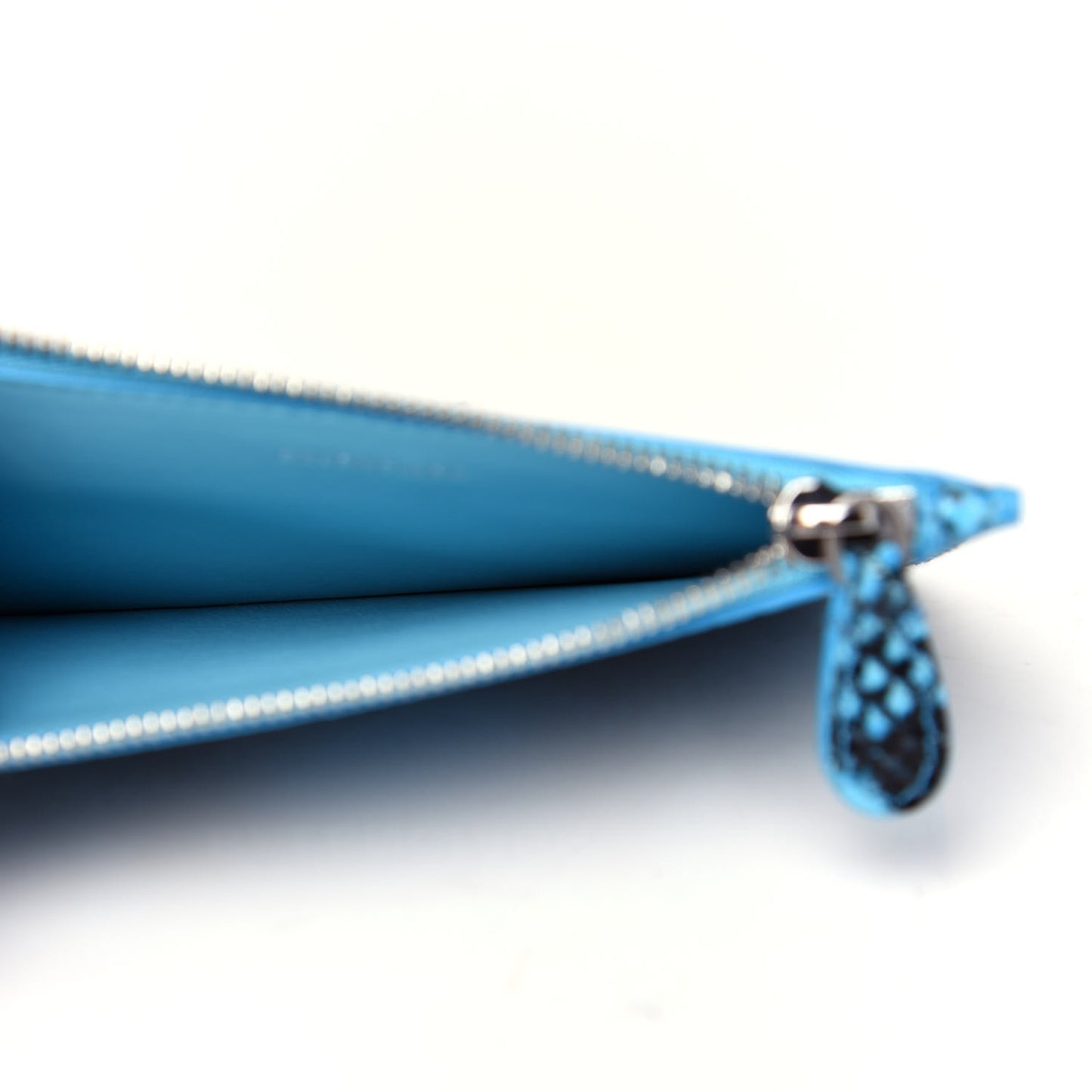 Calfskin Logo Python Printed Large Cash Long Coin Card Holder Azur Black