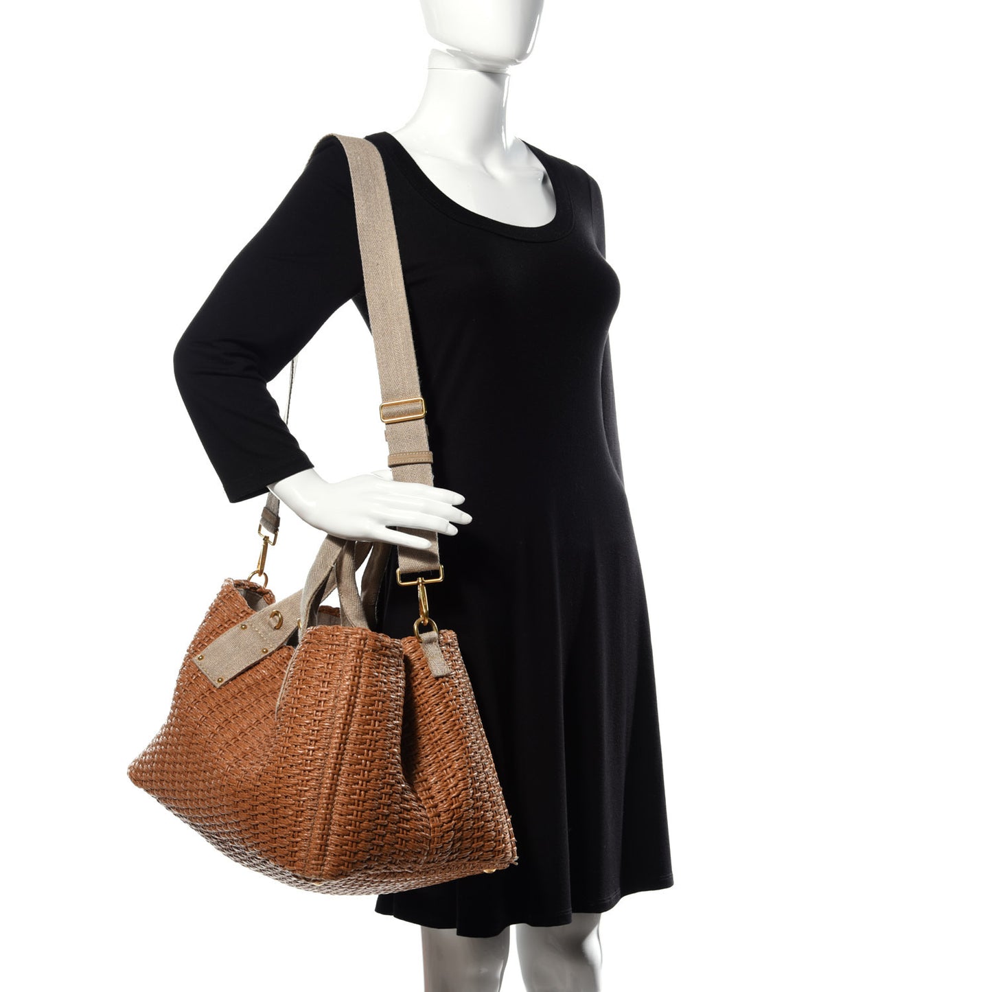 Raffia Canvas Mistolino Tote Miele