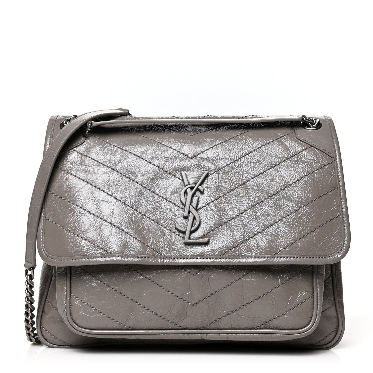 Saint Laurent Crinkled Calfskin Matelasse Monogram Large Niki