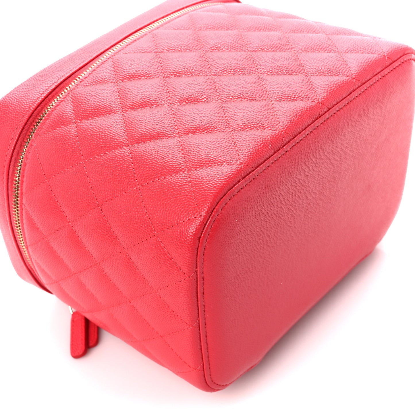 Caviar Quilted Large Vanity Pouch Red