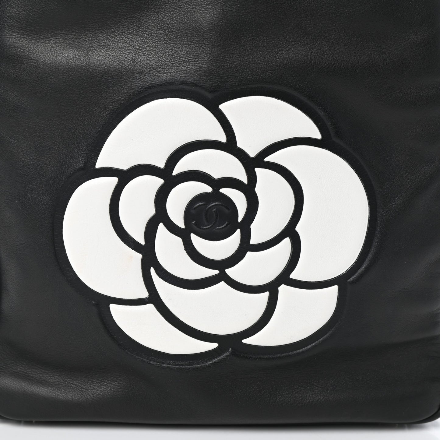 Lambskin Camellia Tote Black