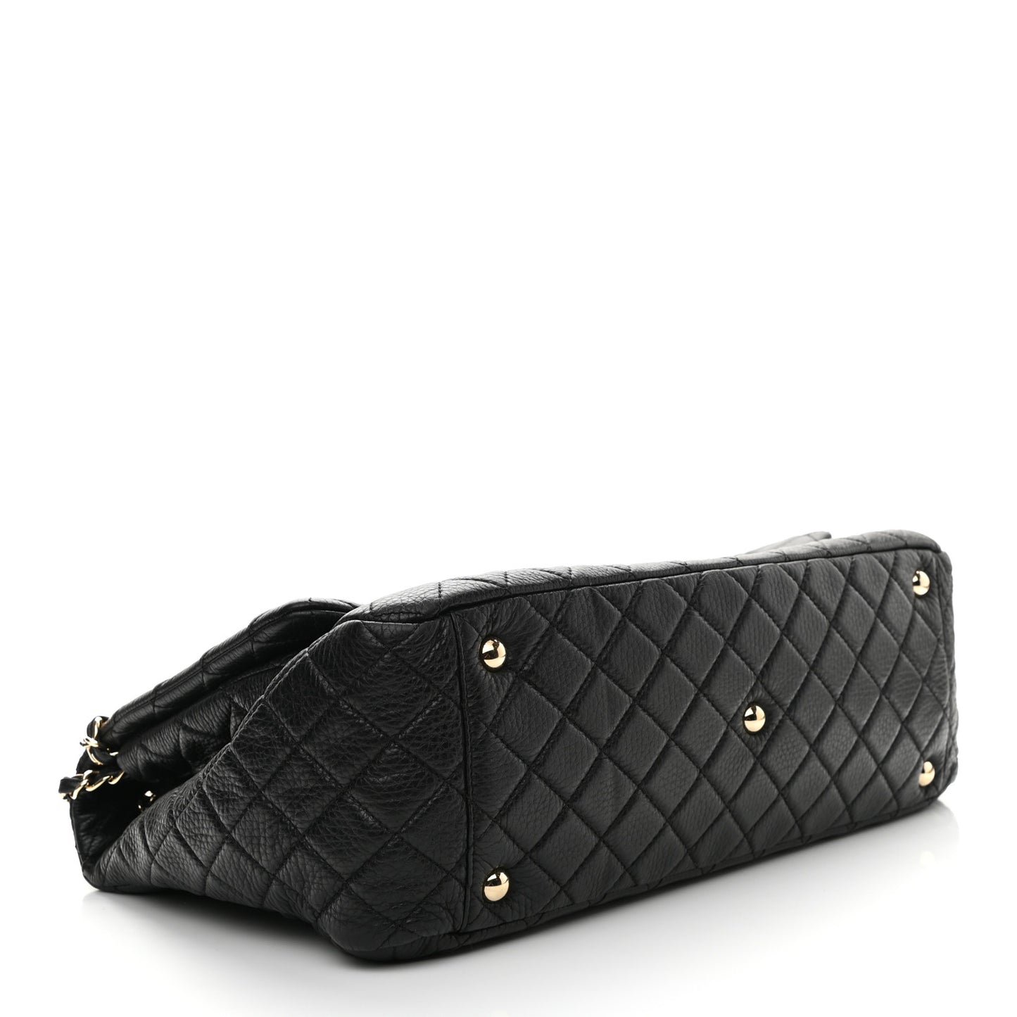 Calfskin Quilted XXL Travel Flap Bag Black
