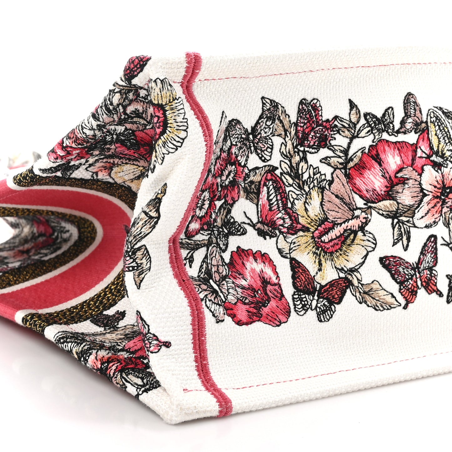 Canvas Embroidered Medium Butterfly Print Book Tote Multicolor