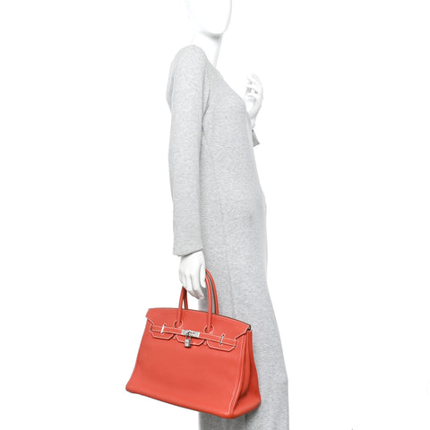 Taurillon Clemence Eclat Birkin 35 Sanguine White