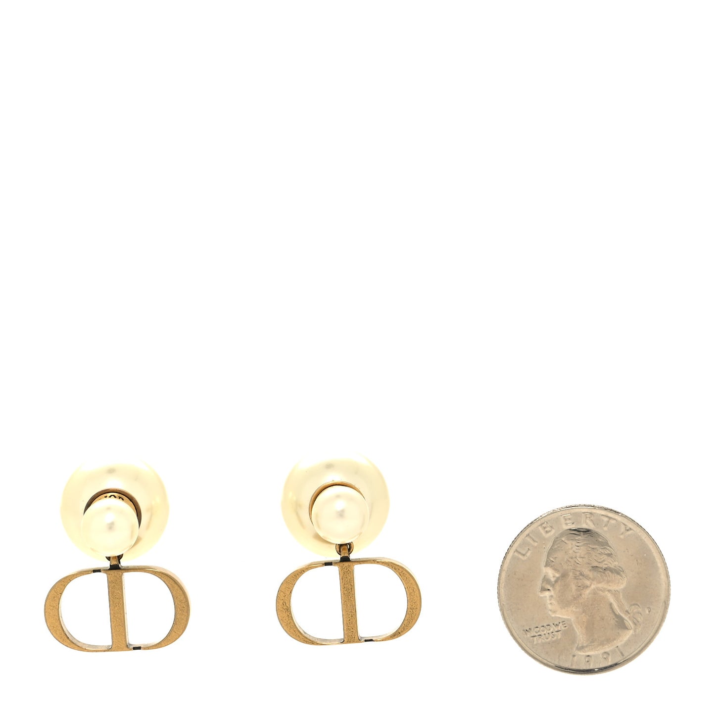 Pearl Logo Earrings Gold