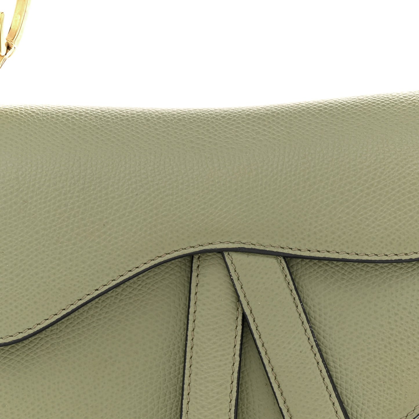 Grained Calfskin Mini Saddle Bag Sage Green