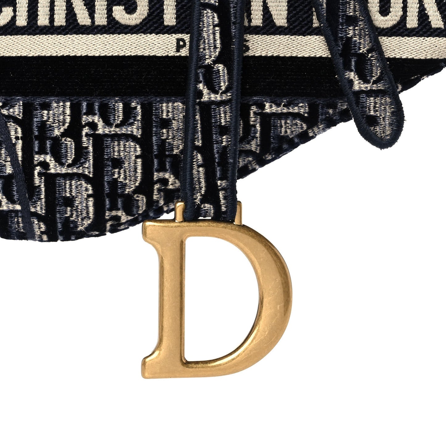 Oblique Embroidered Saddle Bag Blue