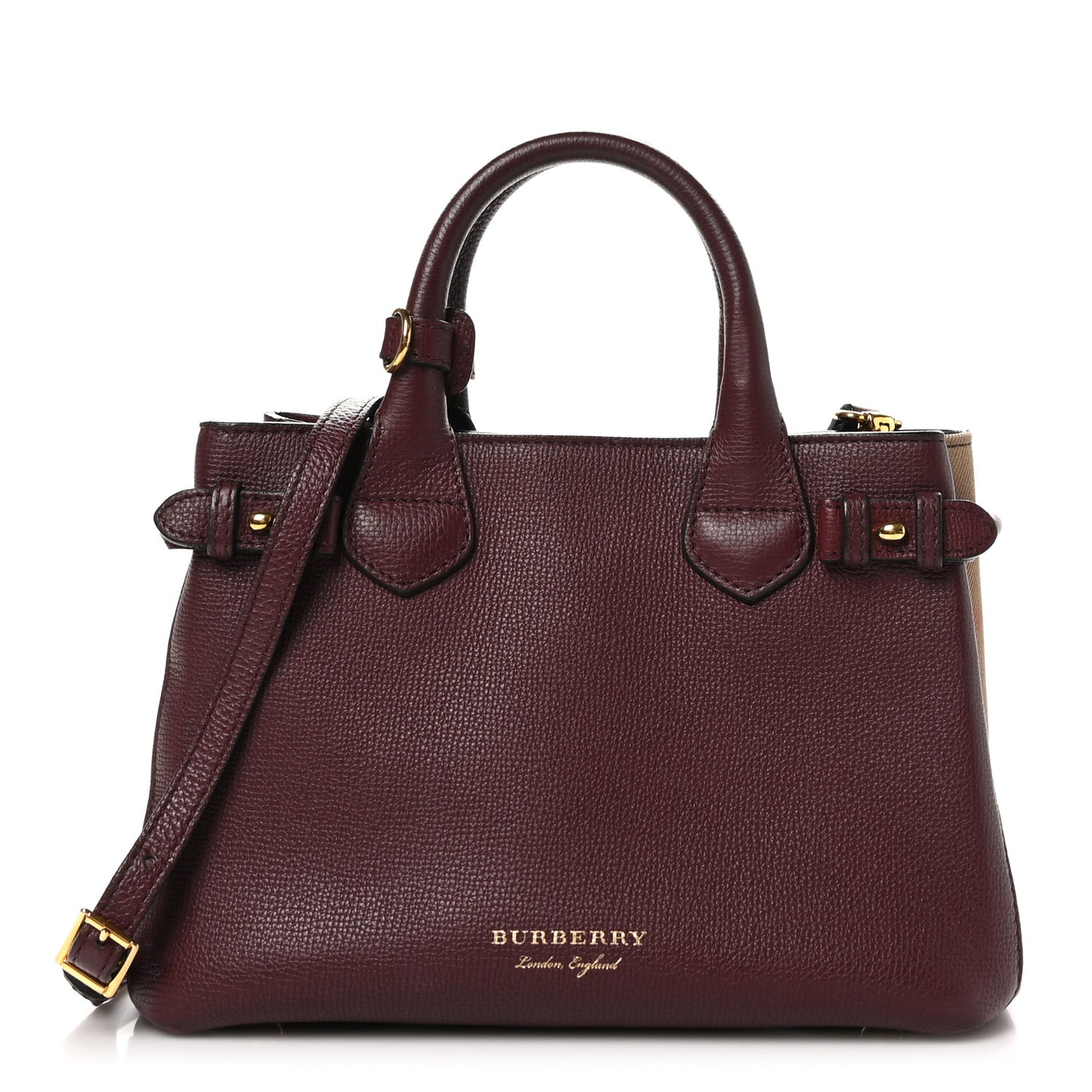 Derby Calfskin House Check Small Bi-Color Mahogany Red