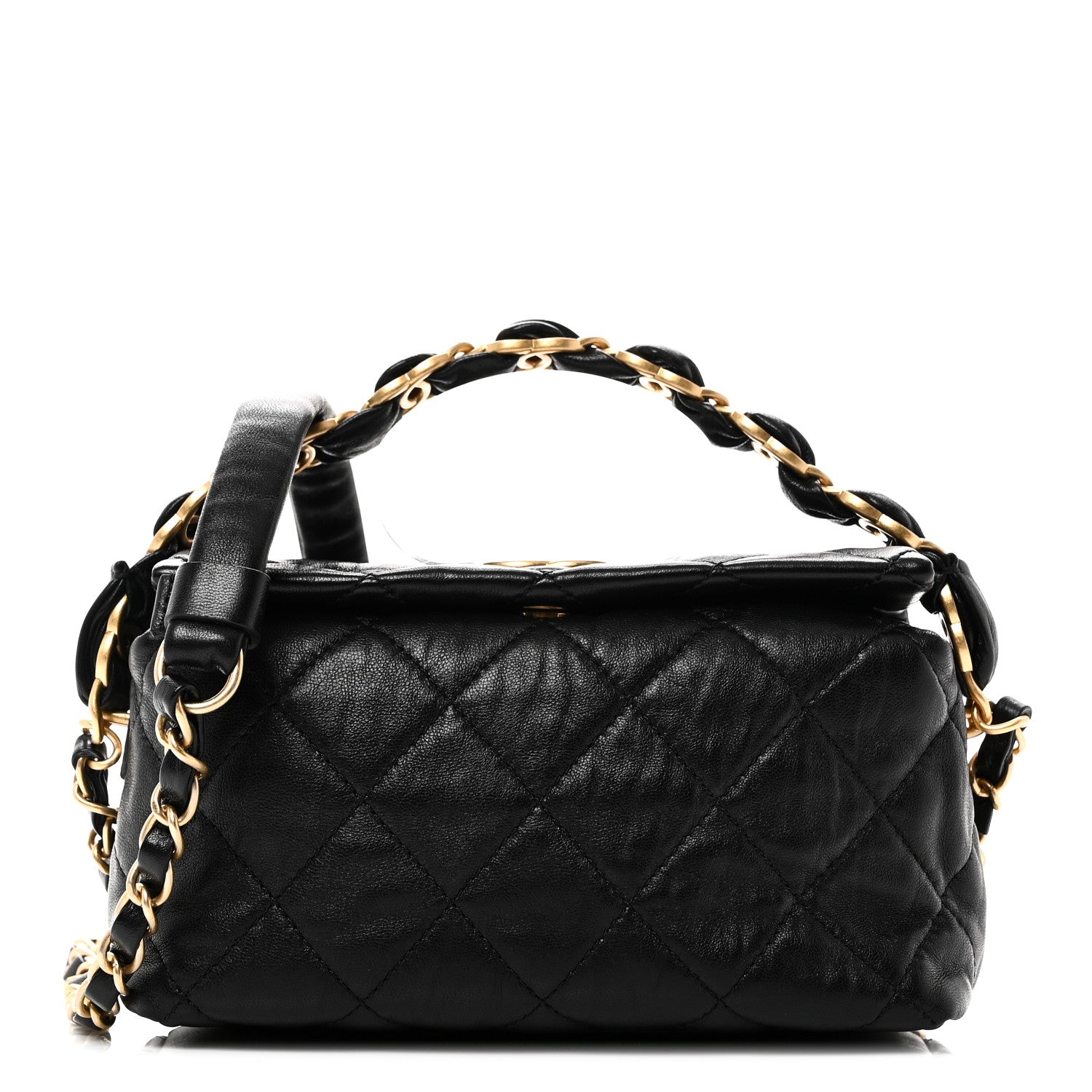 Chanel Crumpled Lambskin Quilted Small CC Links Shoulder Bag Black