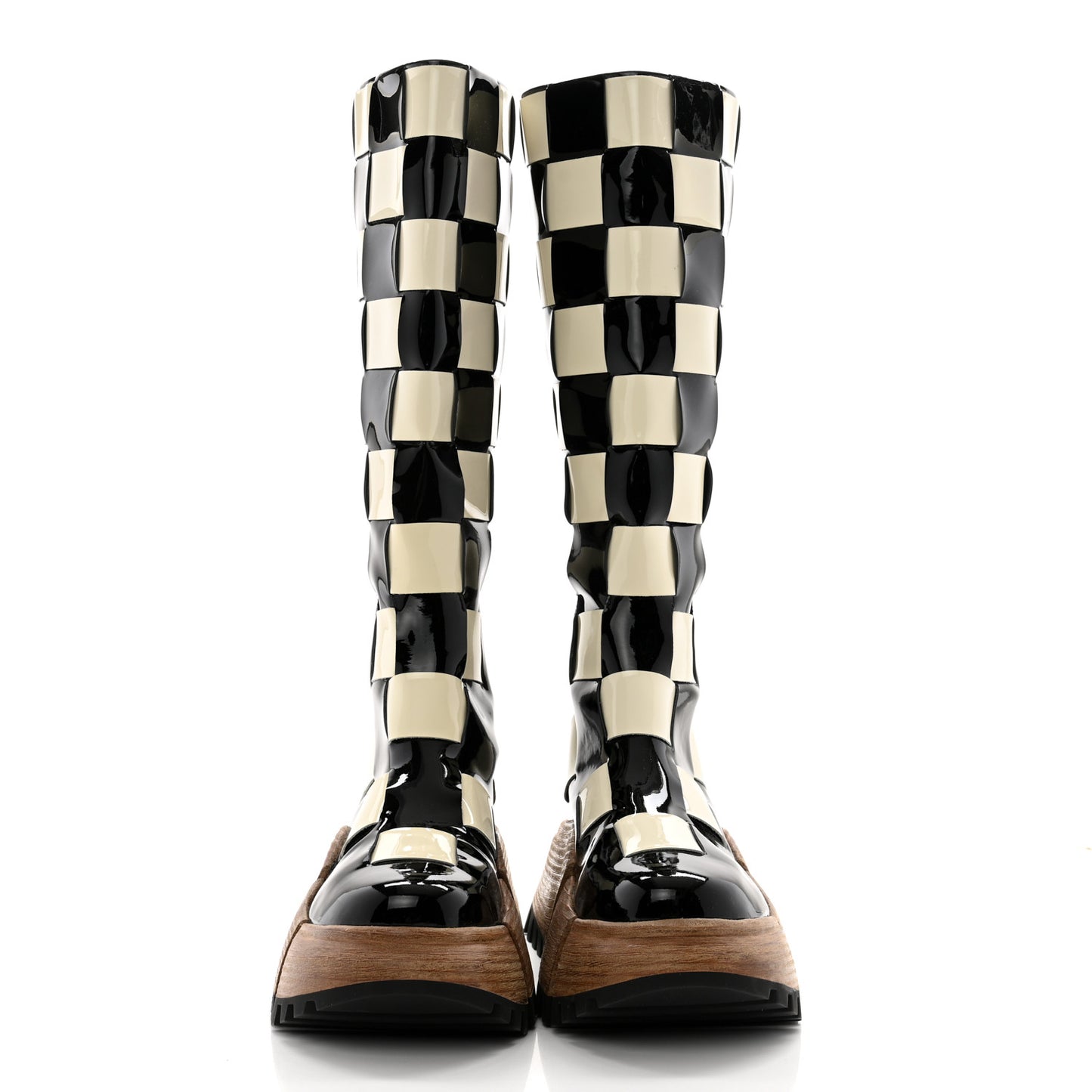 Patent Calfskin LV Zoom High Boots 39 Black White