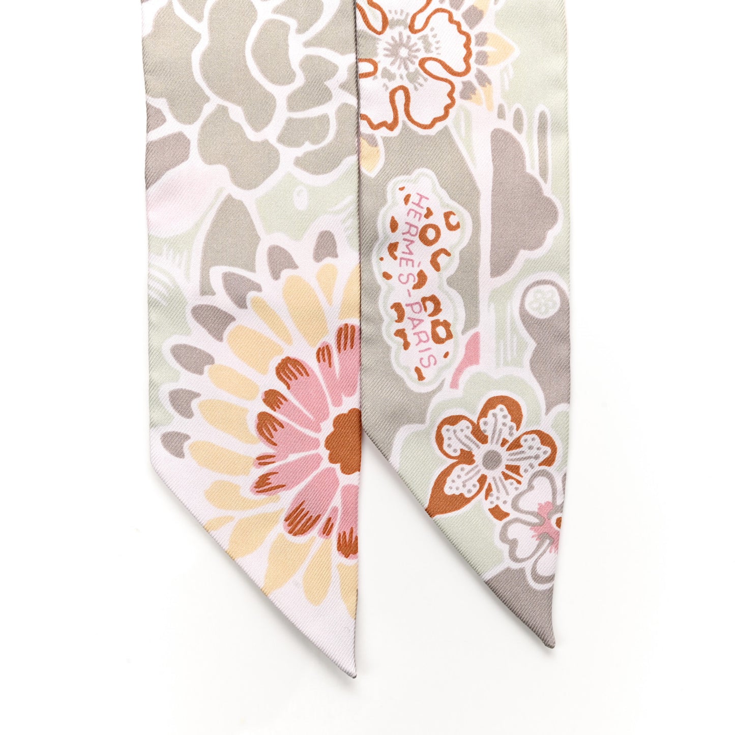 Silk Bingata Twilly Vieux Rose Vert De Eau