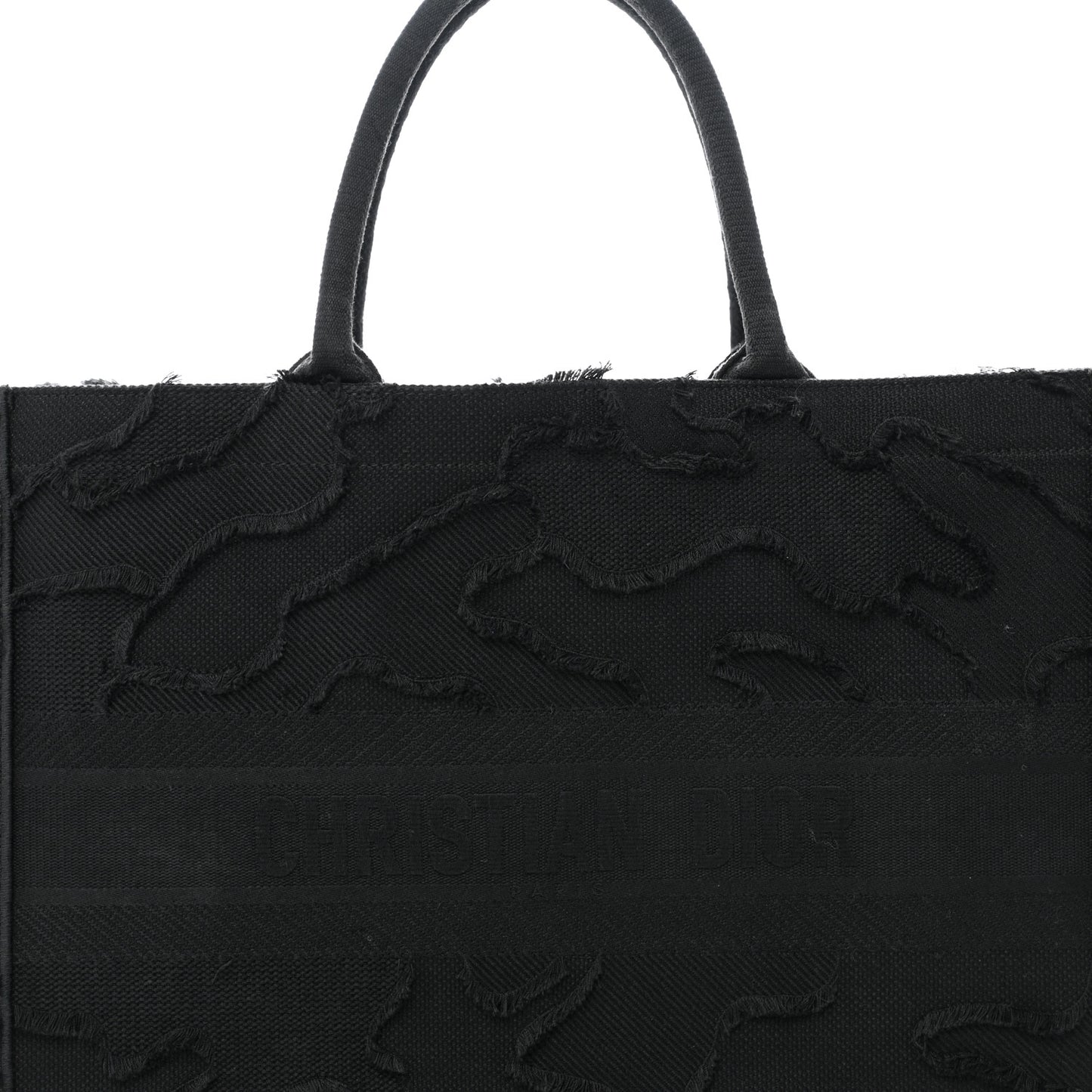 Canvas Embroidered Camouflage Book Tote Black