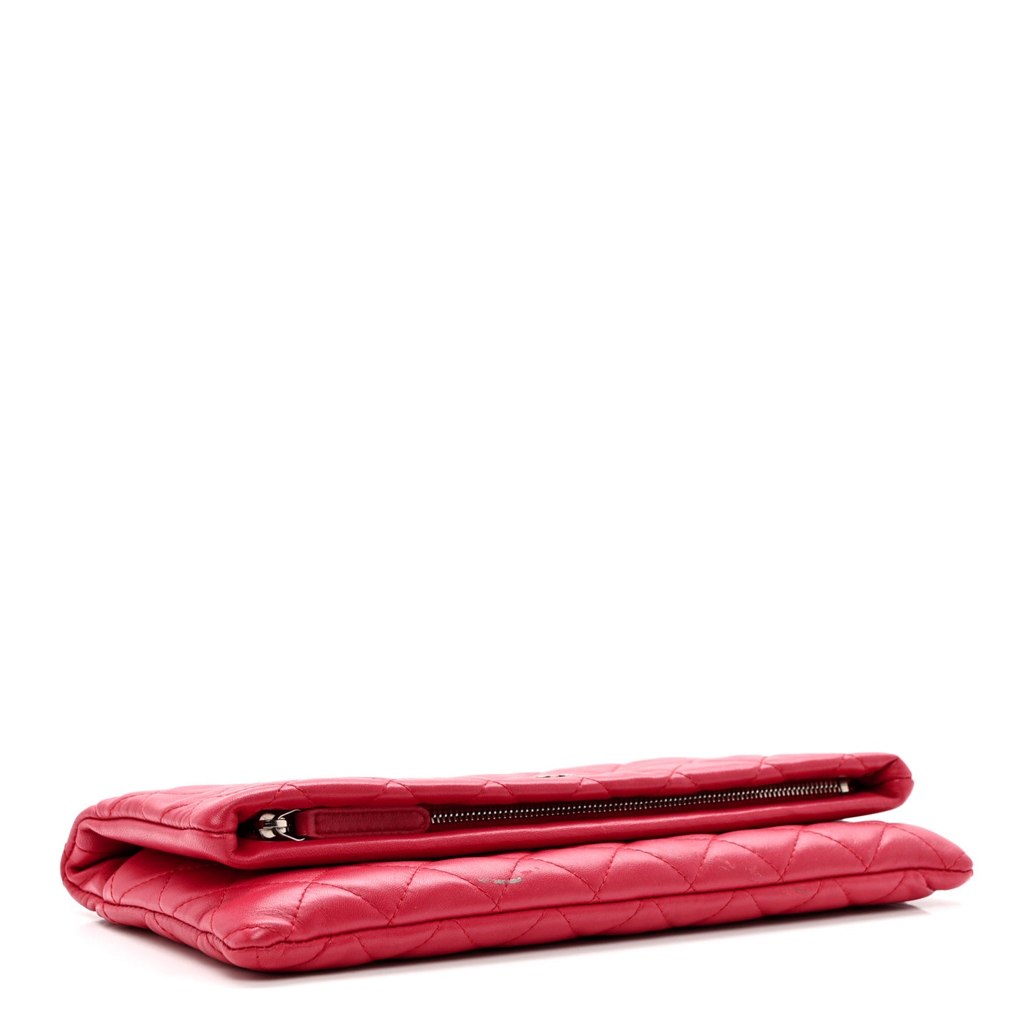 Lambskin Quilted CC Beauty Clutch Red