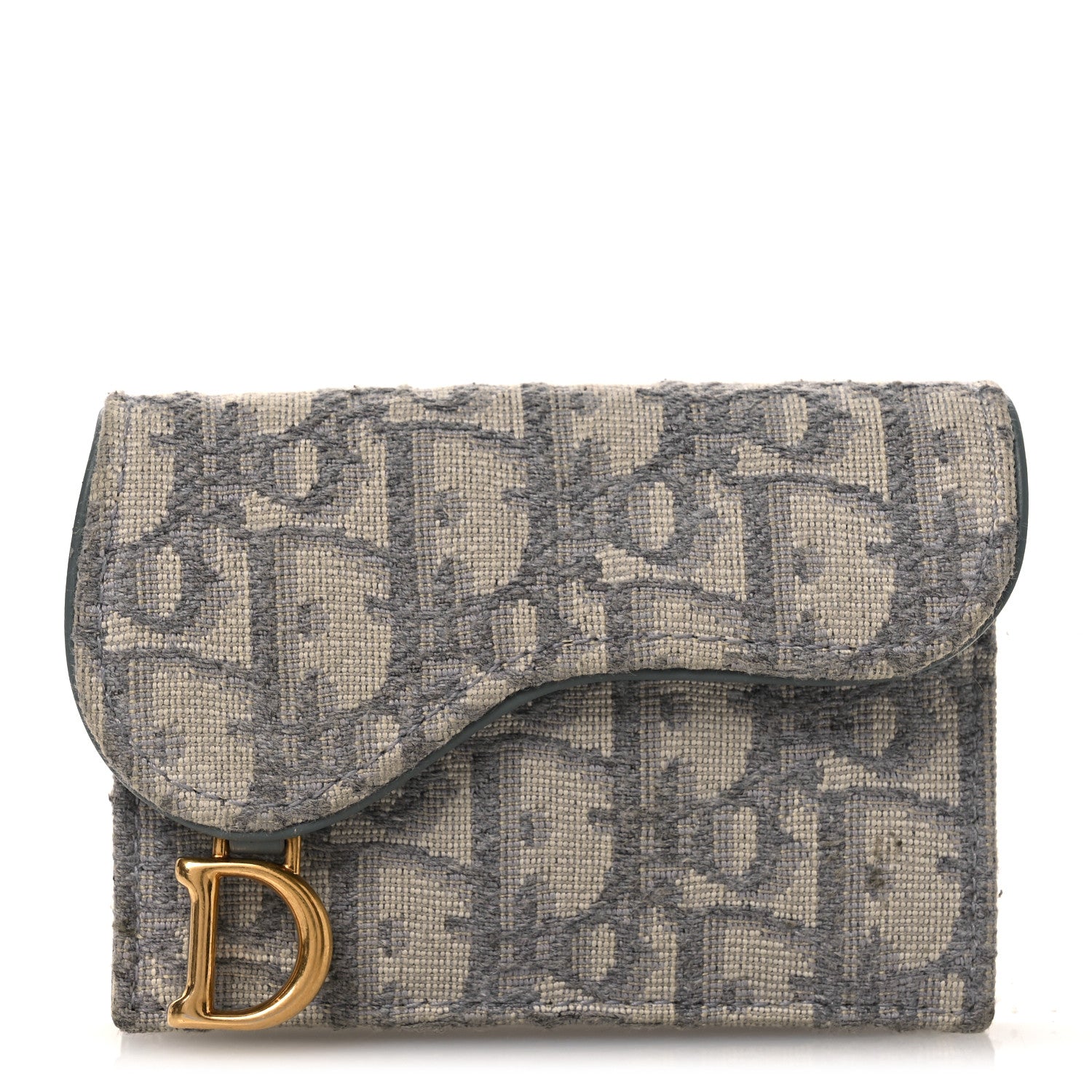 Christian Dior Oblique Saddle Bloom Card Holder Gray 1824528