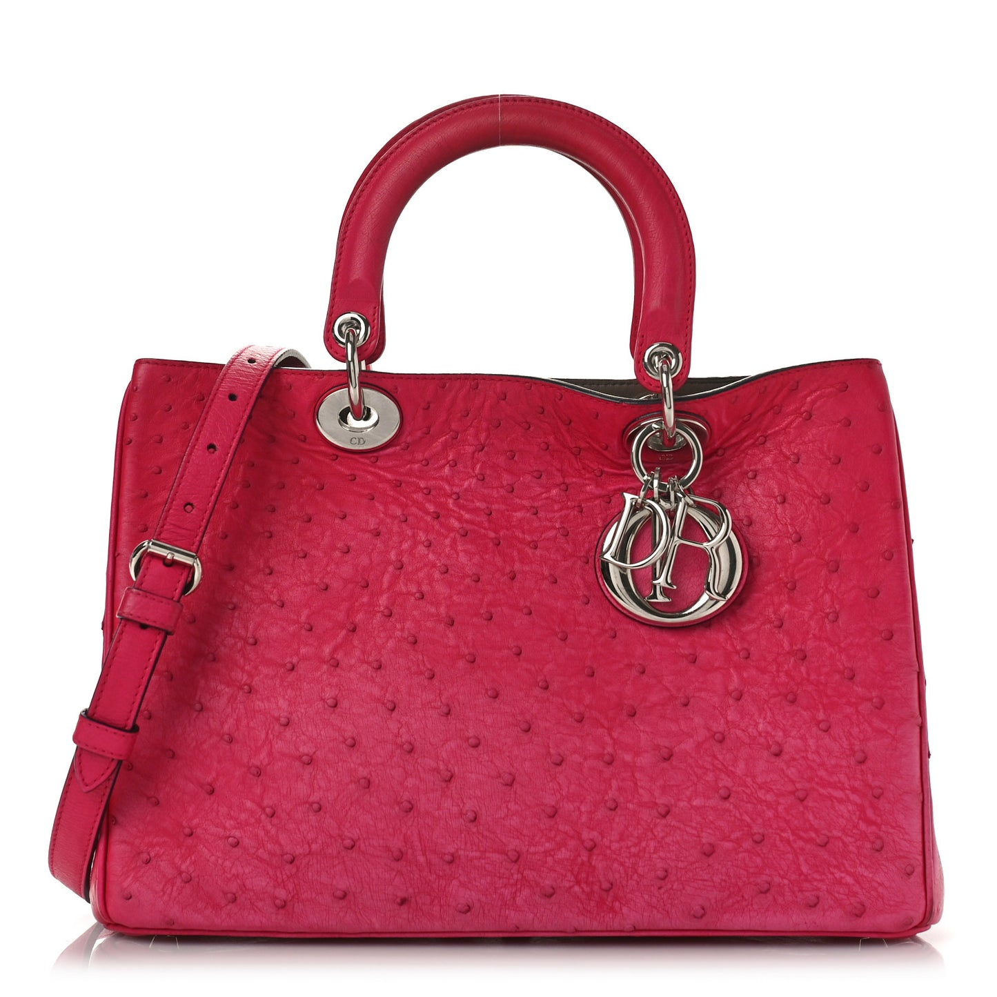 Ostrich Medium Diorissimo Tote Fuchsia