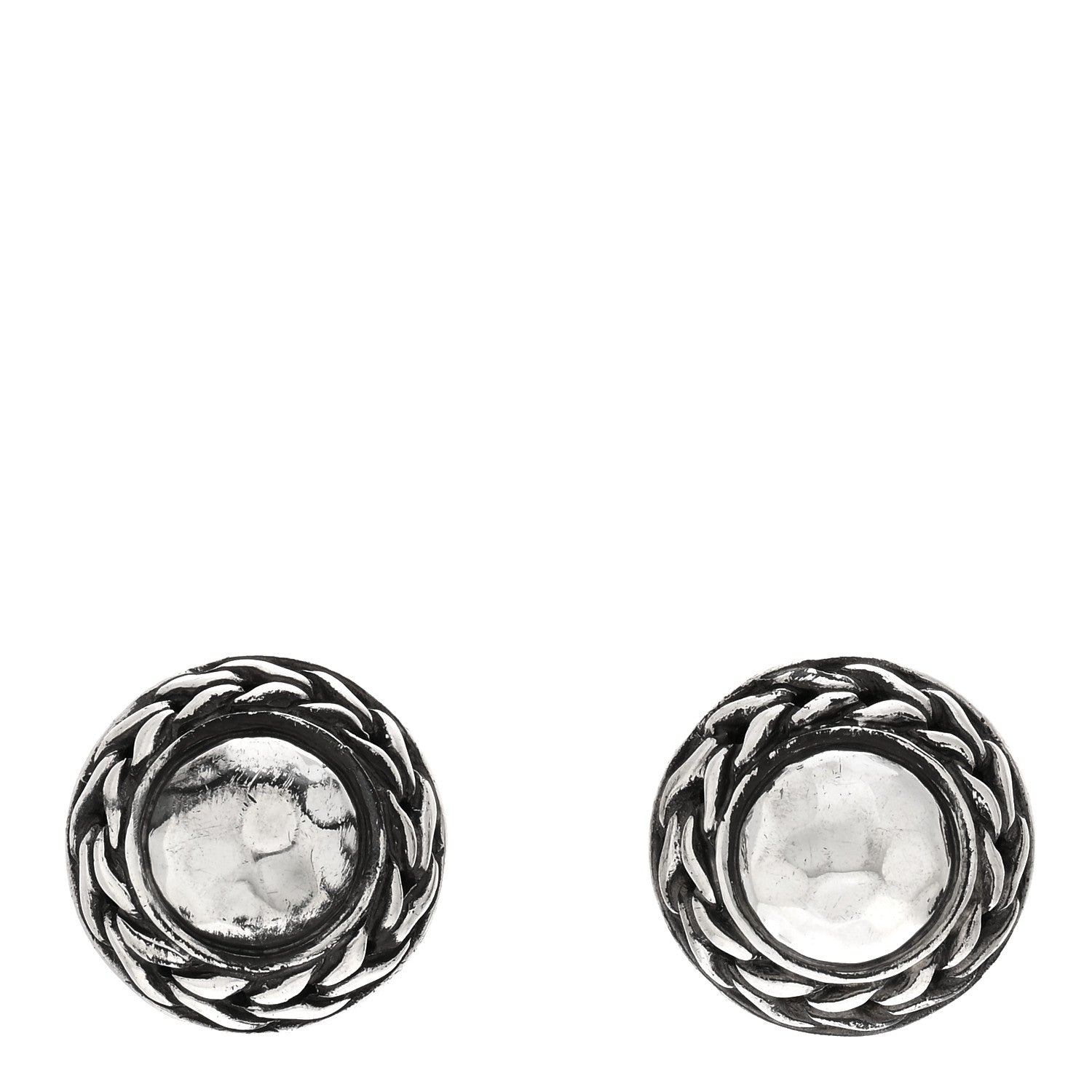 John Hardy Sterling Silver Classic Chain Round Hammered Stud Earrings 1 of 4
