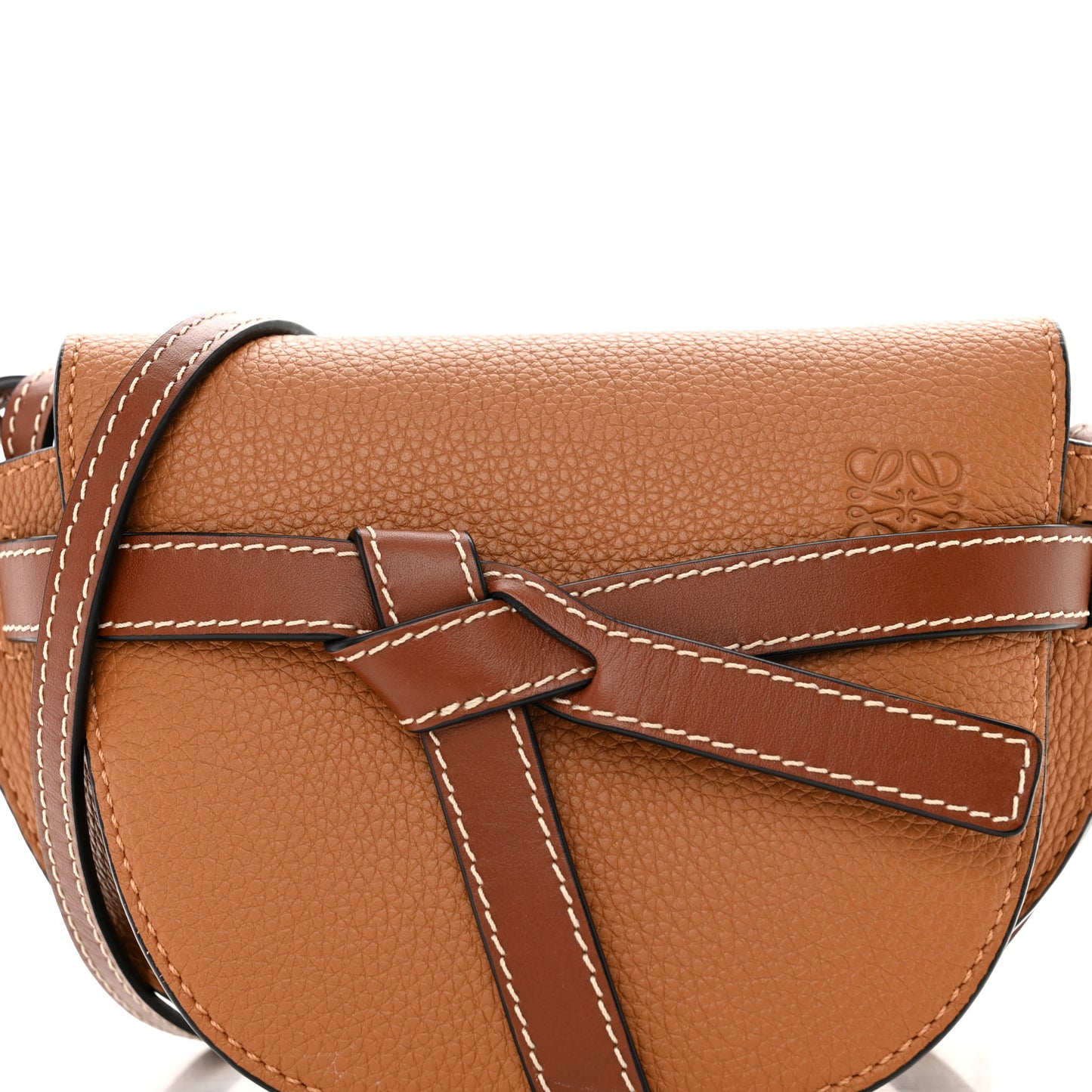 Grained Calfskin Mini Gate Crossbody Bag Caramel Pecan