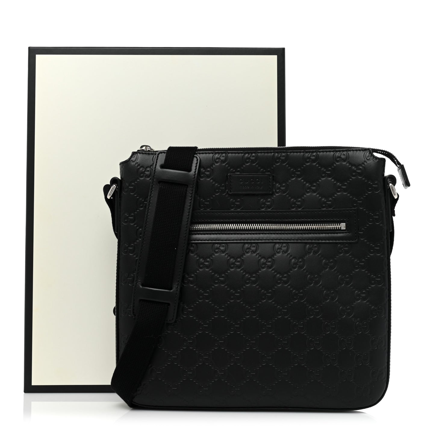 Guccissima Signature Medium Flat Messenger Bag Black
