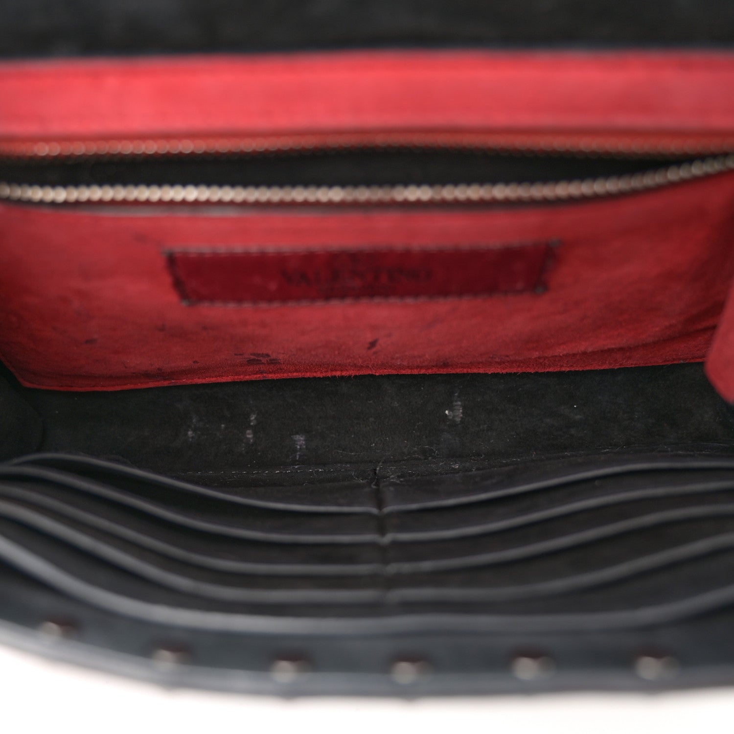 Valentino Garavani Craquele Nappa Rockstud Spike Wallet on Chain Black 5 of 12