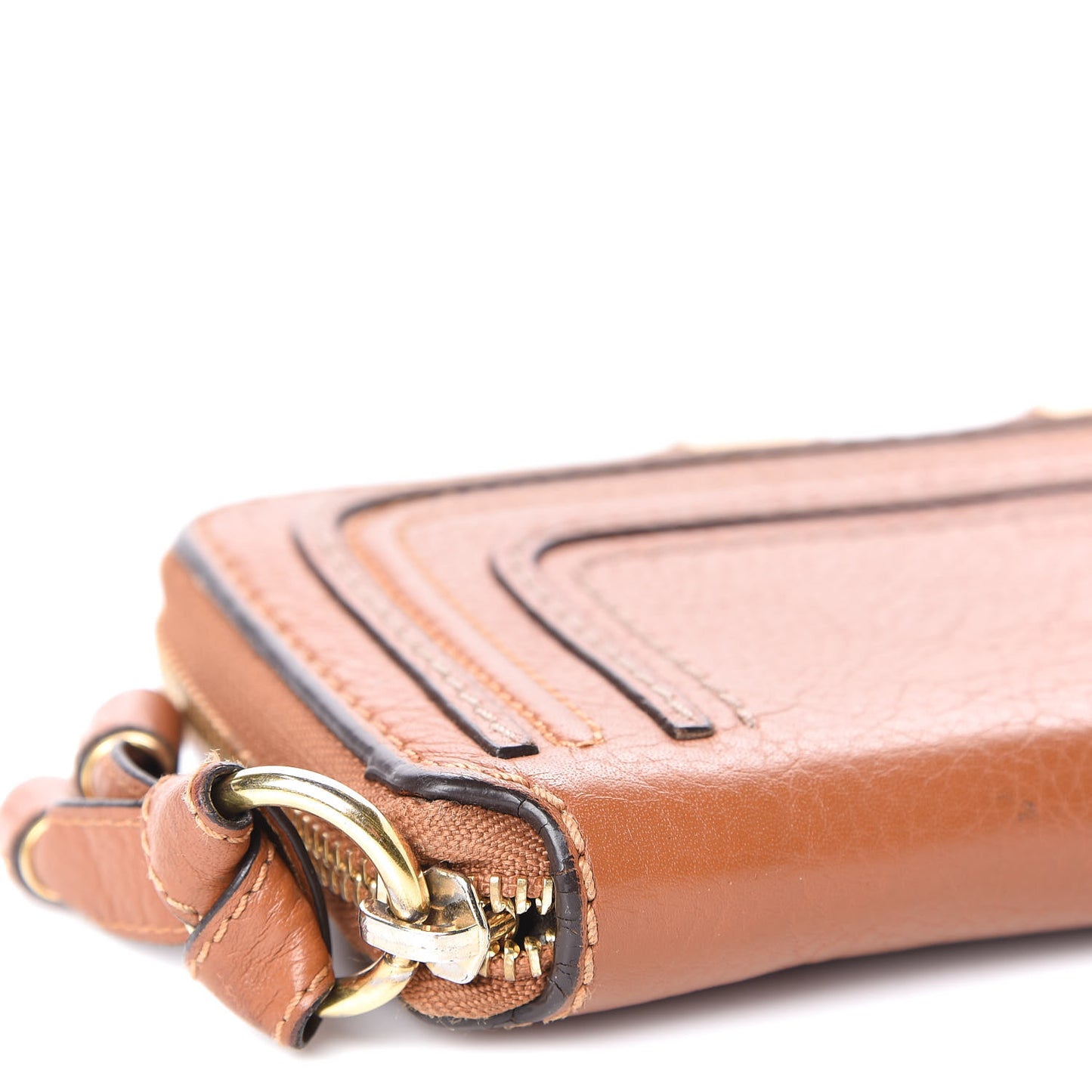 Grained Calfskin Marcie Long Zip Around Wallet Tan