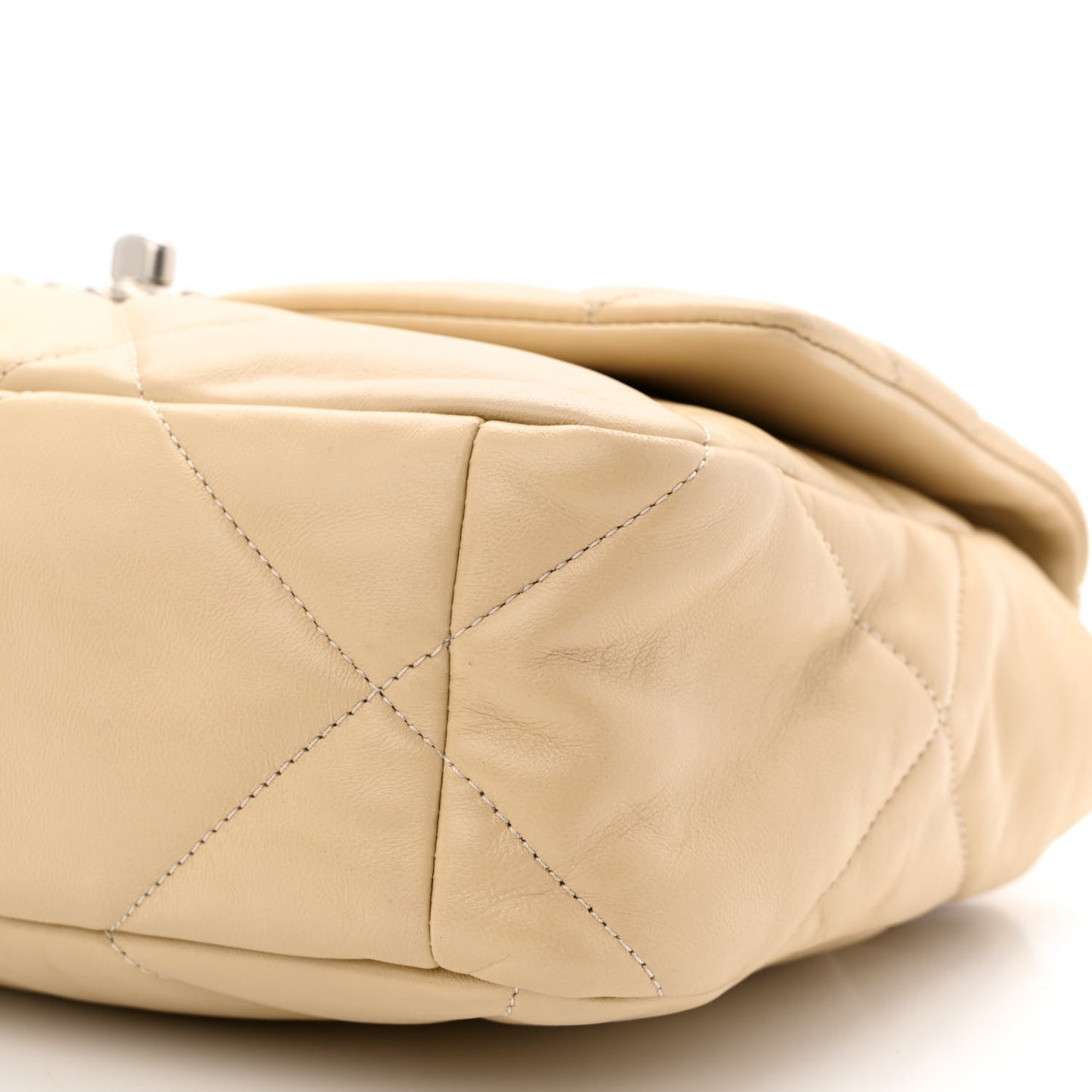 Lambskin Quilted Large Chanel 19 Flap Beige