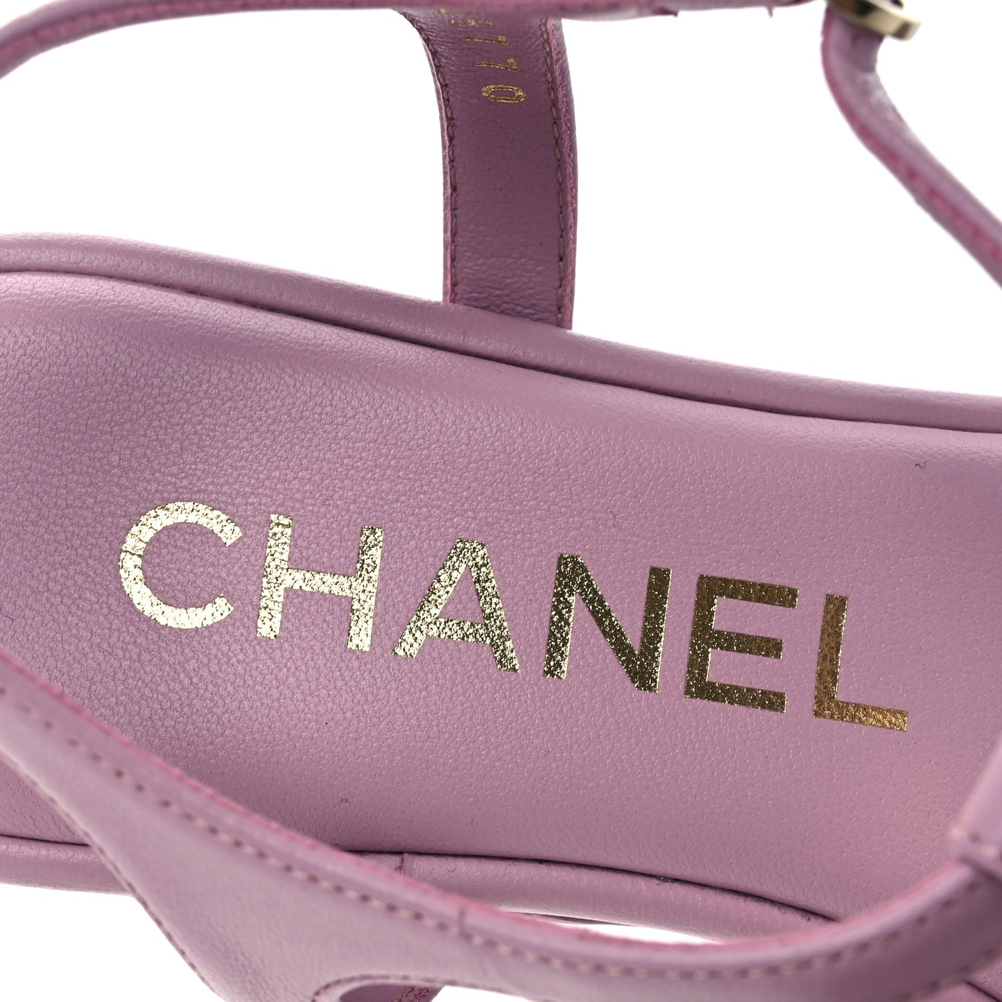 Lambskin Chain CC Logo Thong Sandals 37.5 Pink