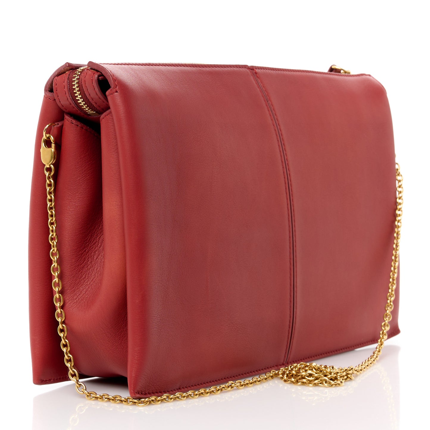 Supple Natural Calfskin Tri-Fold Clutch Red
