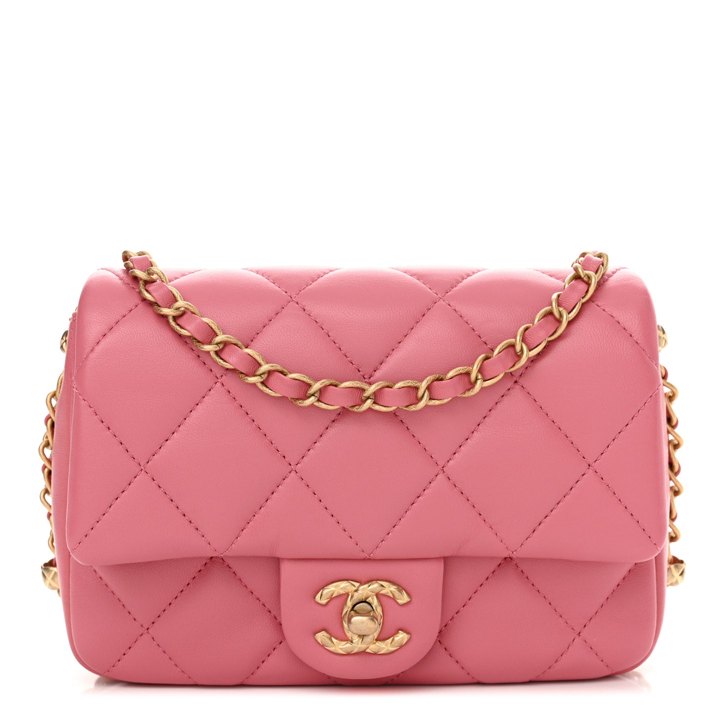 Lambskin Quilted CC Small Dynasty Flap Pink